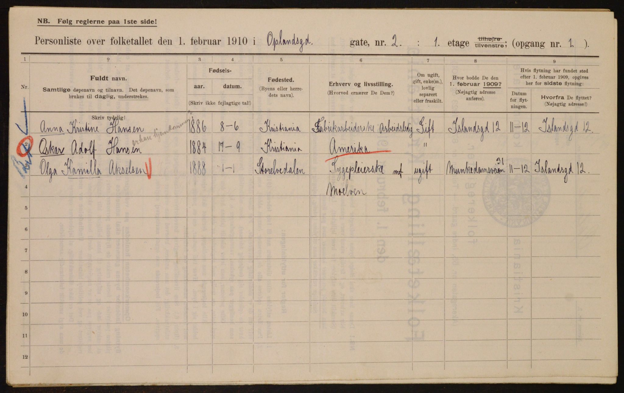 OBA, Kommunal folketelling 1.2.1910 for Kristiania, 1910, s. 72966