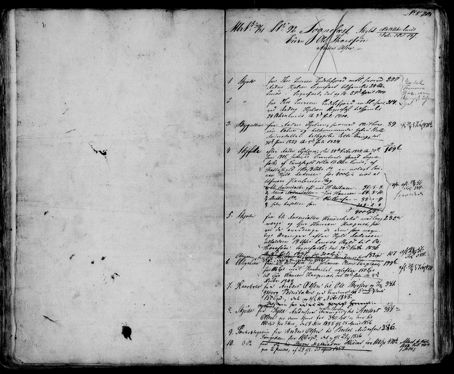 Ytre Sogn tingrett, AV/SAB-A-2601/1/G/Gaa/L0031: Panteregister nr. II.A.a.31, 1800-1850, s. 204-205