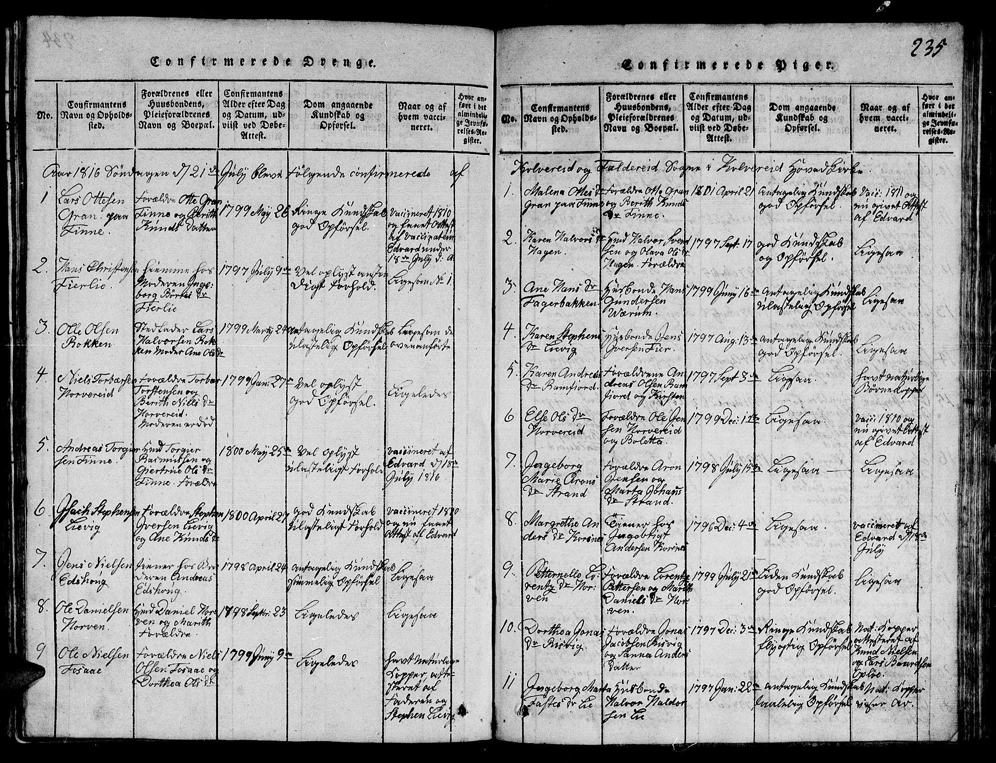 Ministerialprotokoller, klokkerbøker og fødselsregistre - Nord-Trøndelag, SAT/A-1458/780/L0648: Klokkerbok nr. 780C01 /1, 1815-1870, s. 235