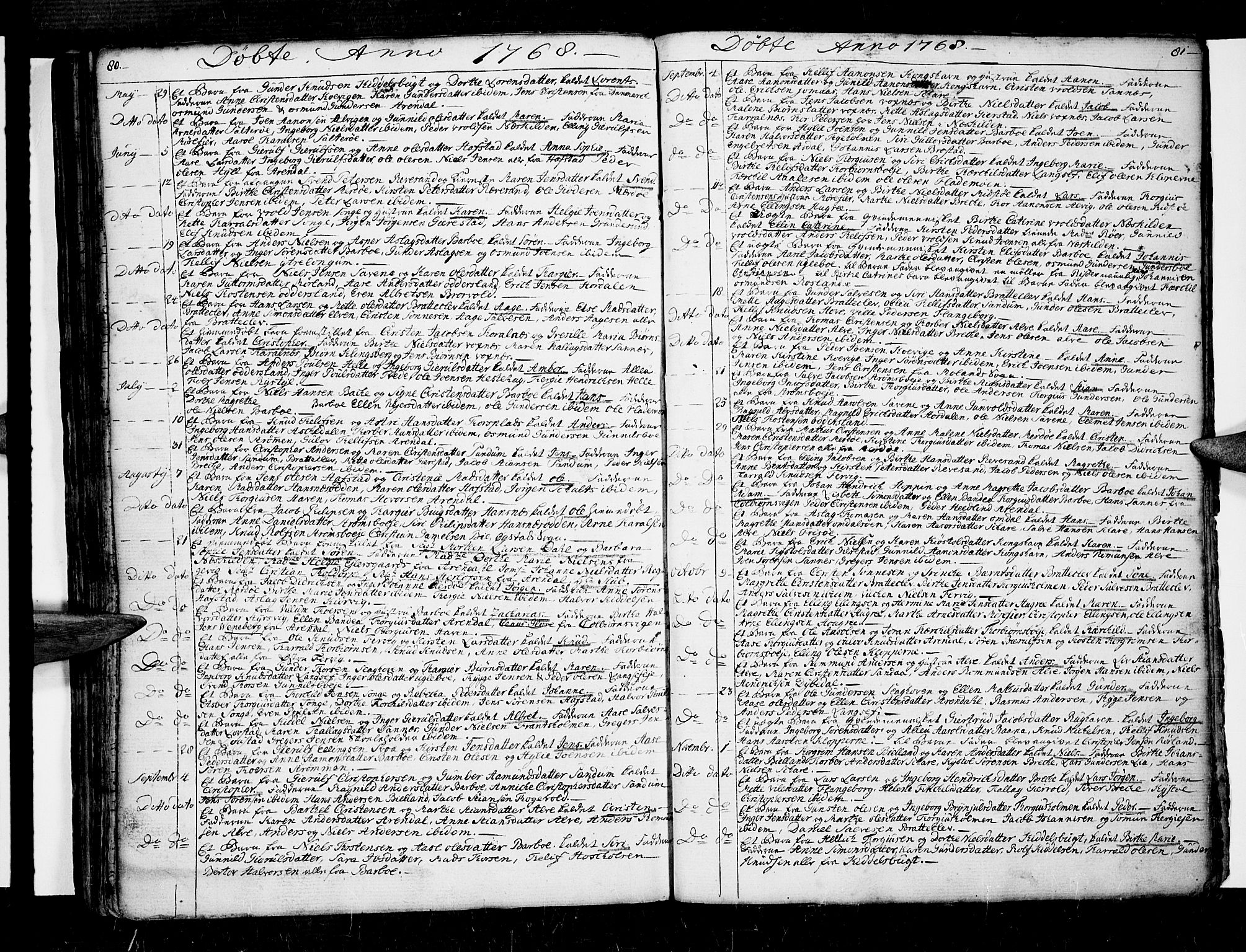 Tromøy sokneprestkontor, SAK/1111-0041/F/Fa/L0001: Ministerialbok nr. A 1, 1747-1793, s. 80-81
