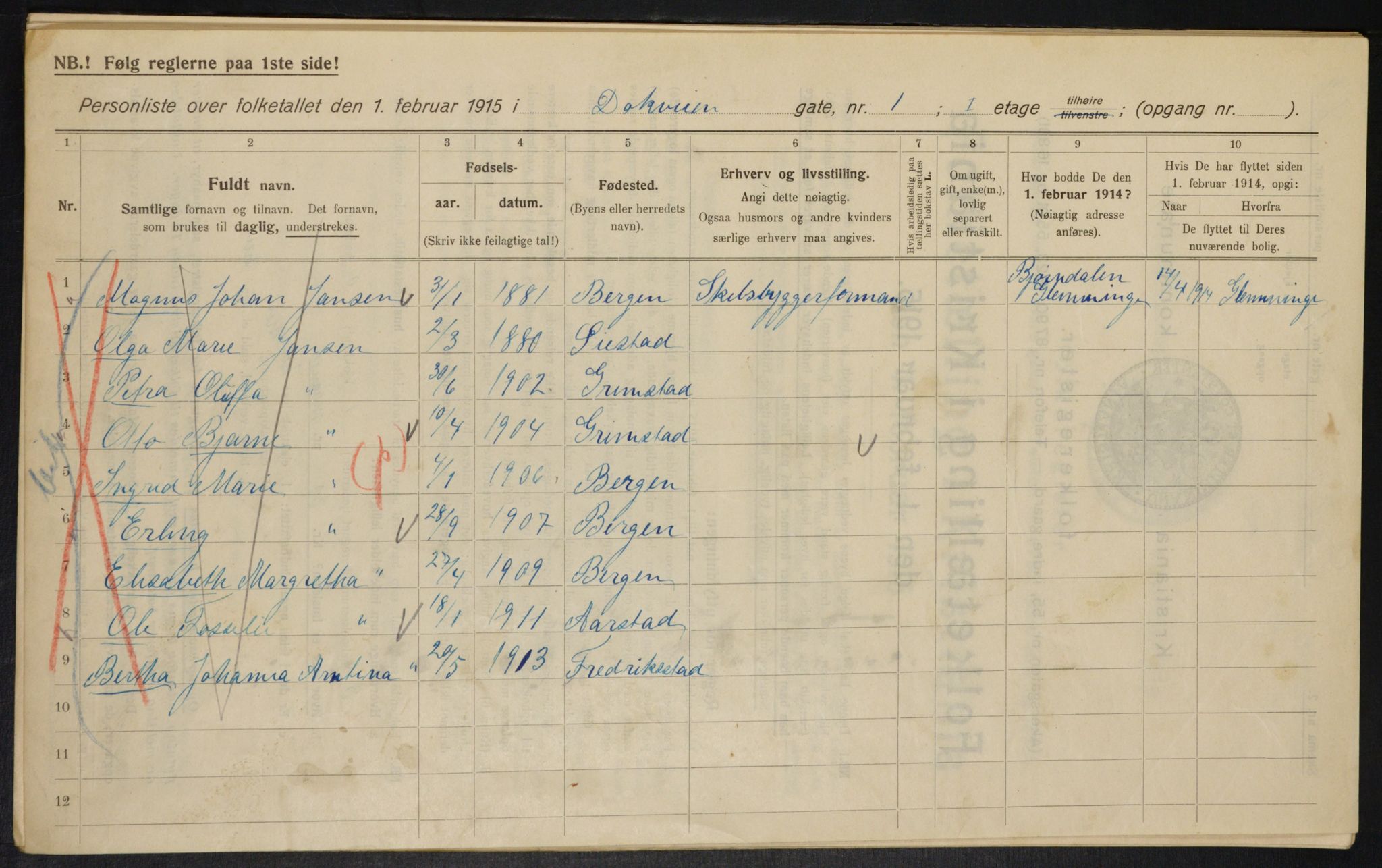 OBA, Kommunal folketelling 1.2.1915 for Kristiania, 1915, s. 15820