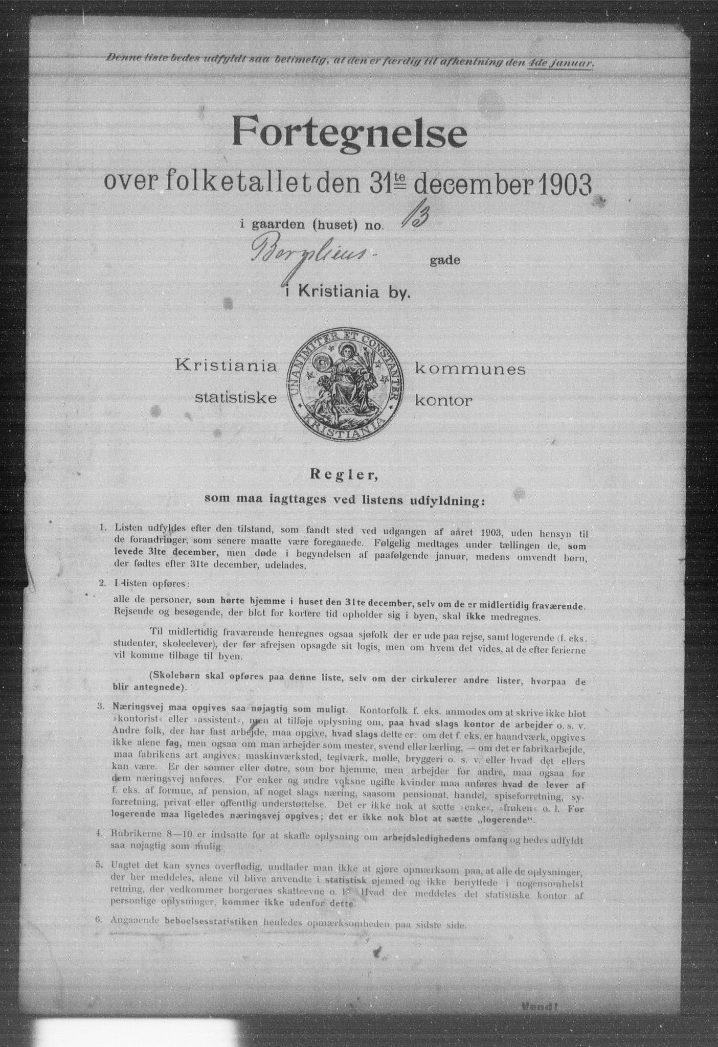 OBA, Kommunal folketelling 31.12.1903 for Kristiania kjøpstad, 1903, s. 986