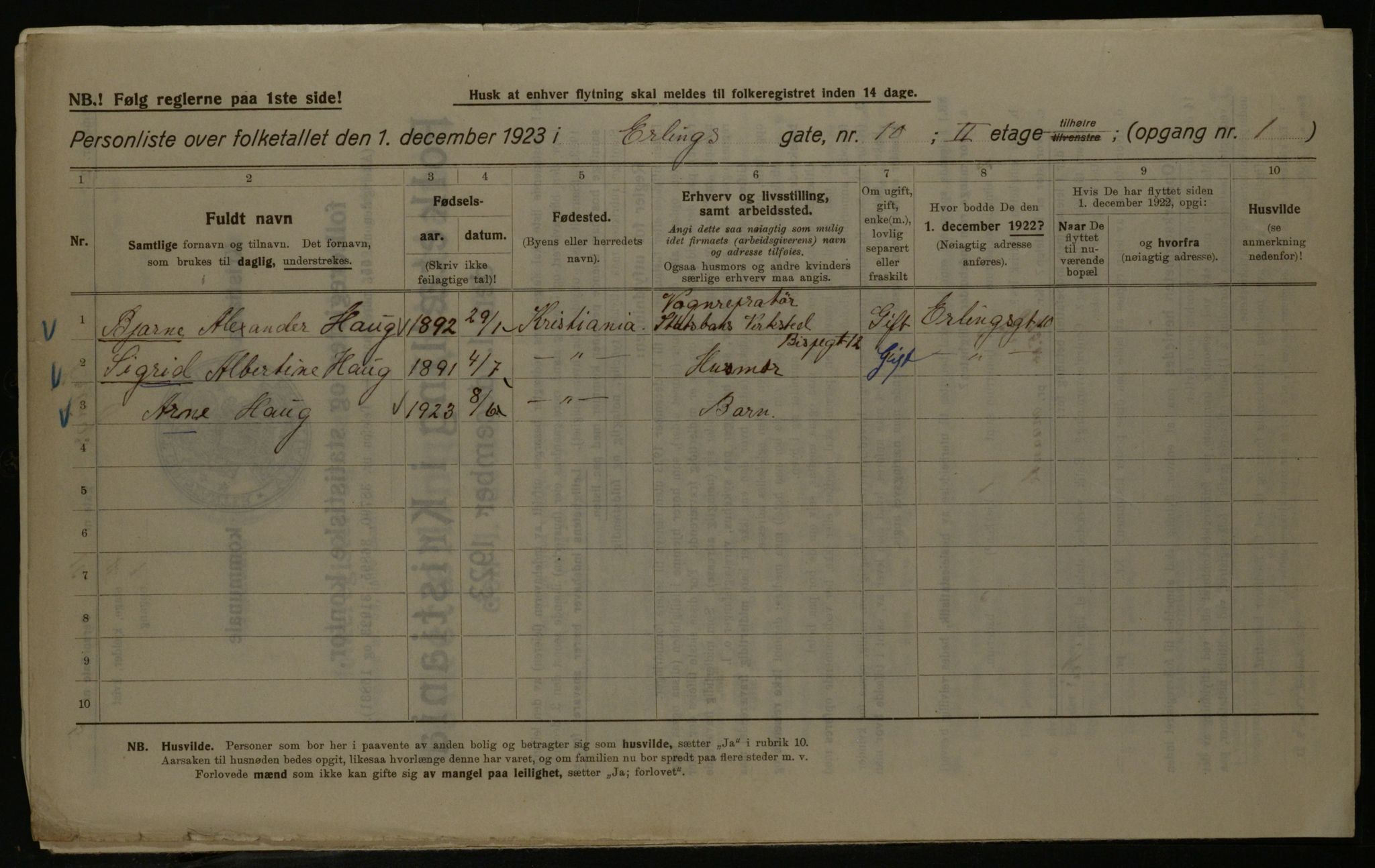 OBA, Kommunal folketelling 1.12.1923 for Kristiania, 1923, s. 24777