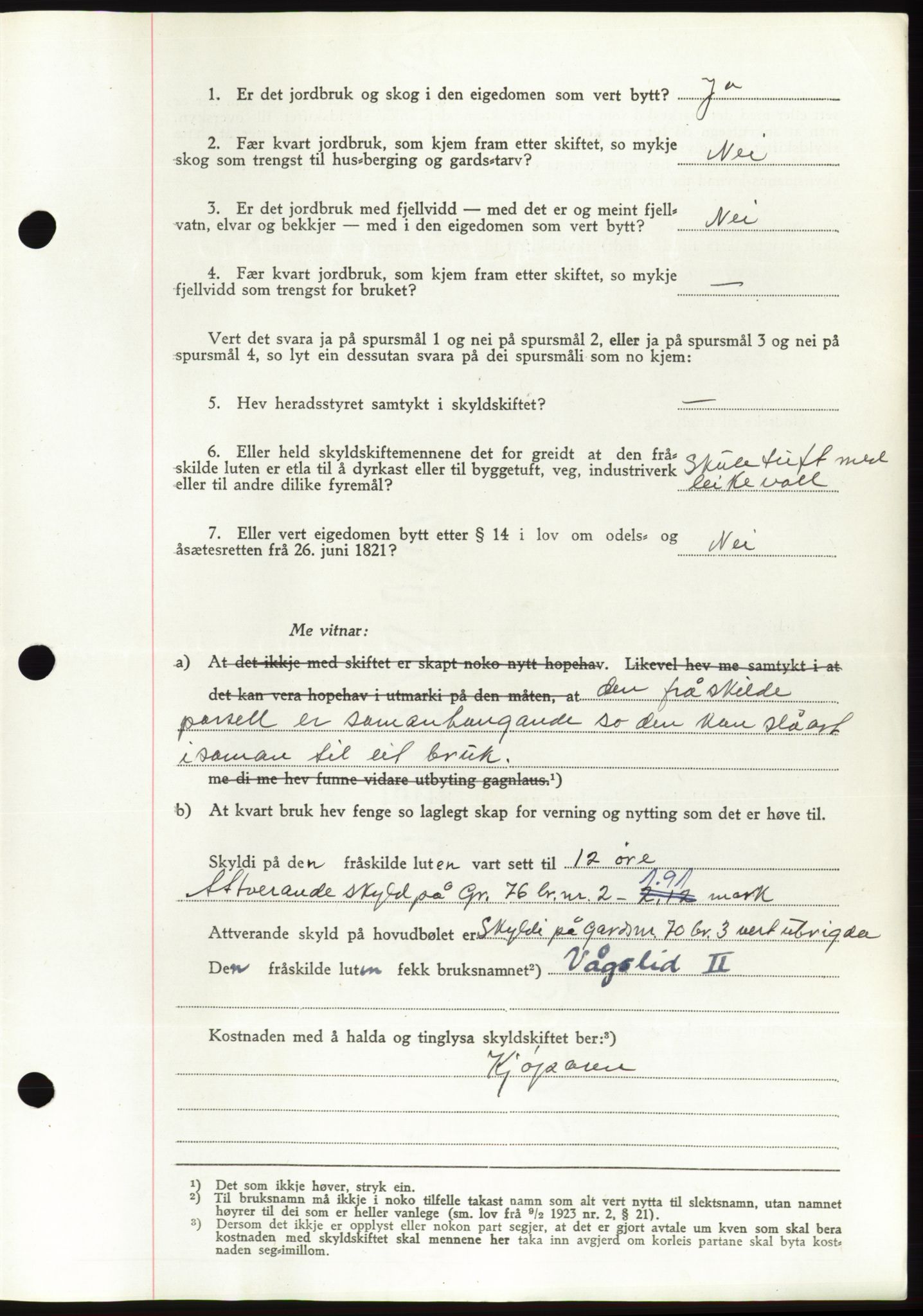 Søre Sunnmøre sorenskriveri, AV/SAT-A-4122/1/2/2C/L0078: Pantebok nr. 4A, 1946-1946, Dagboknr: 990/1946