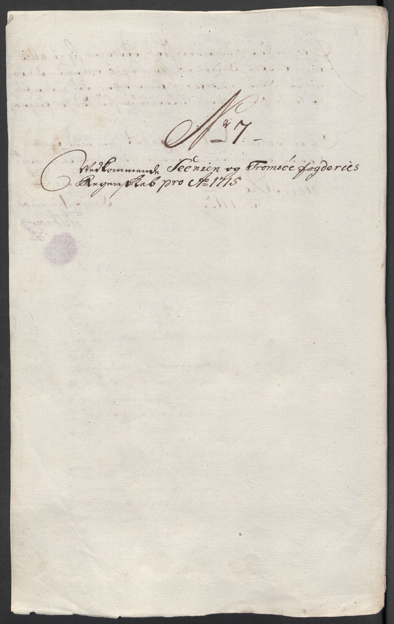 Rentekammeret inntil 1814, Reviderte regnskaper, Fogderegnskap, AV/RA-EA-4092/R68/L4761: Fogderegnskap Senja og Troms, 1715, s. 90