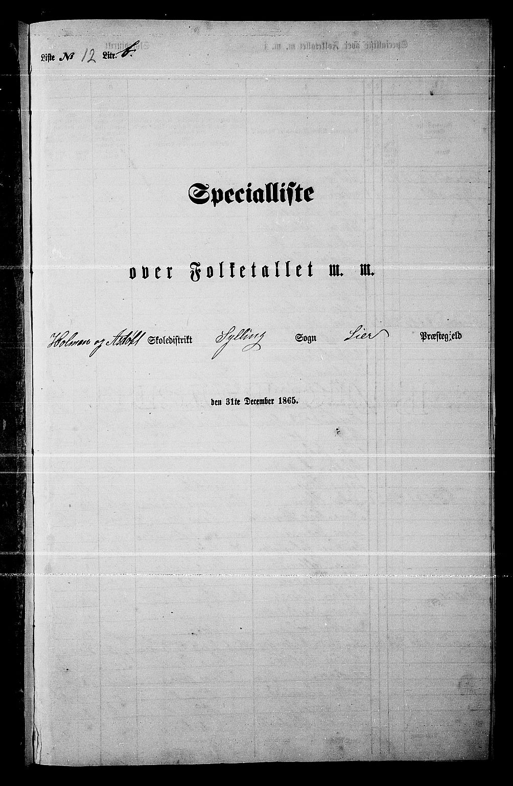 RA, Folketelling 1865 for 0626P Lier prestegjeld, 1865, s. 244
