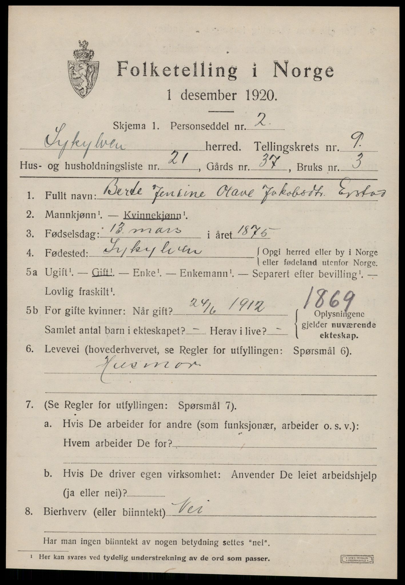 SAT, Folketelling 1920 for 1528 Sykkylven herred, 1920, s. 4885
