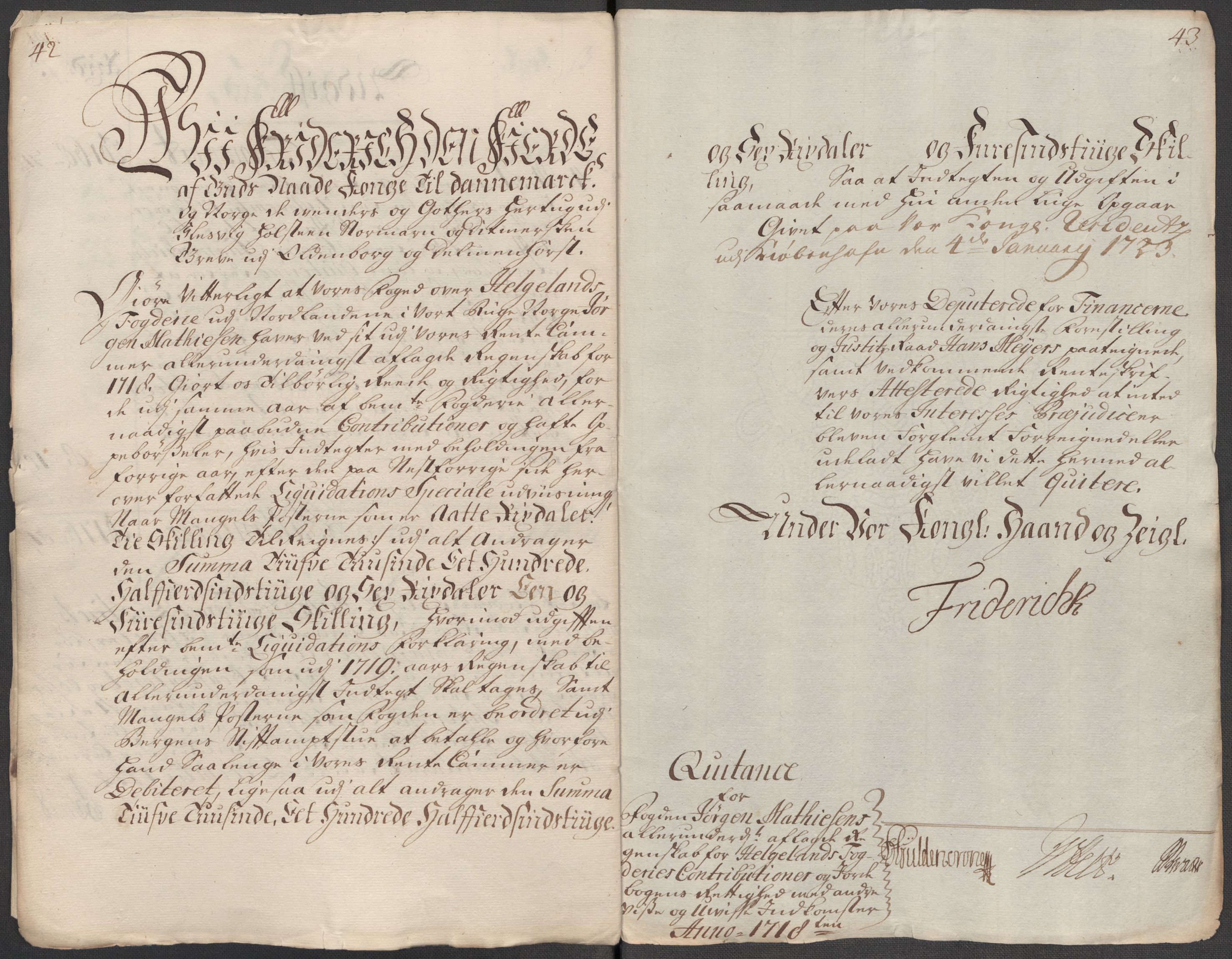 Rentekammeret inntil 1814, Reviderte regnskaper, Fogderegnskap, RA/EA-4092/R65/L4516: Fogderegnskap Helgeland, 1718, s. 21