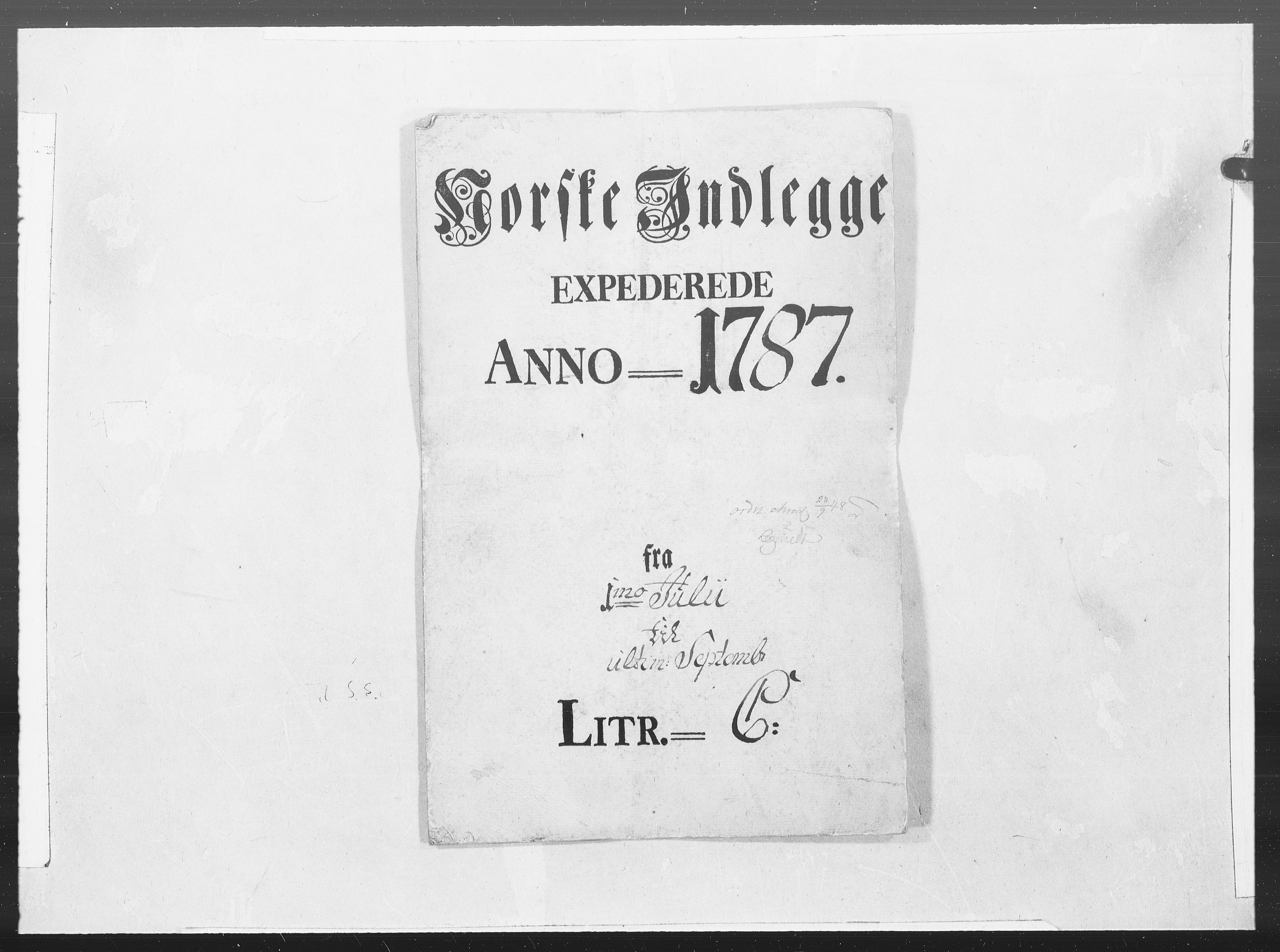 Danske Kanselli 1572-1799, RA/EA-3023/F/Fc/Fcc/Fcca/L0267: Norske innlegg 1572-1799, 1787, s. 1