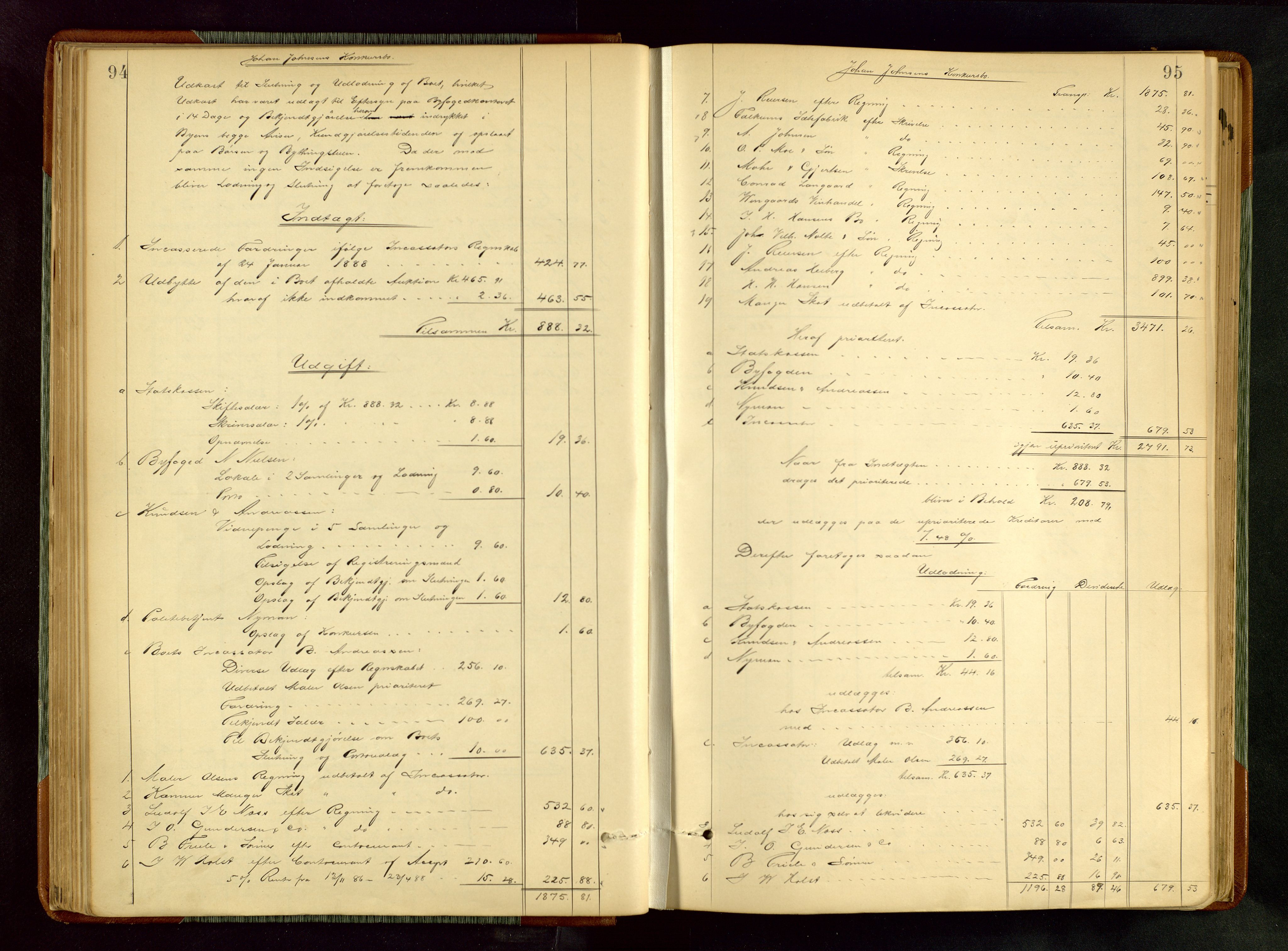 Haugesund tingrett, AV/SAST-A-101415/01/IV/IVA/L0005: Skifteprotokoll med register, 1887-1900, s. 94-95