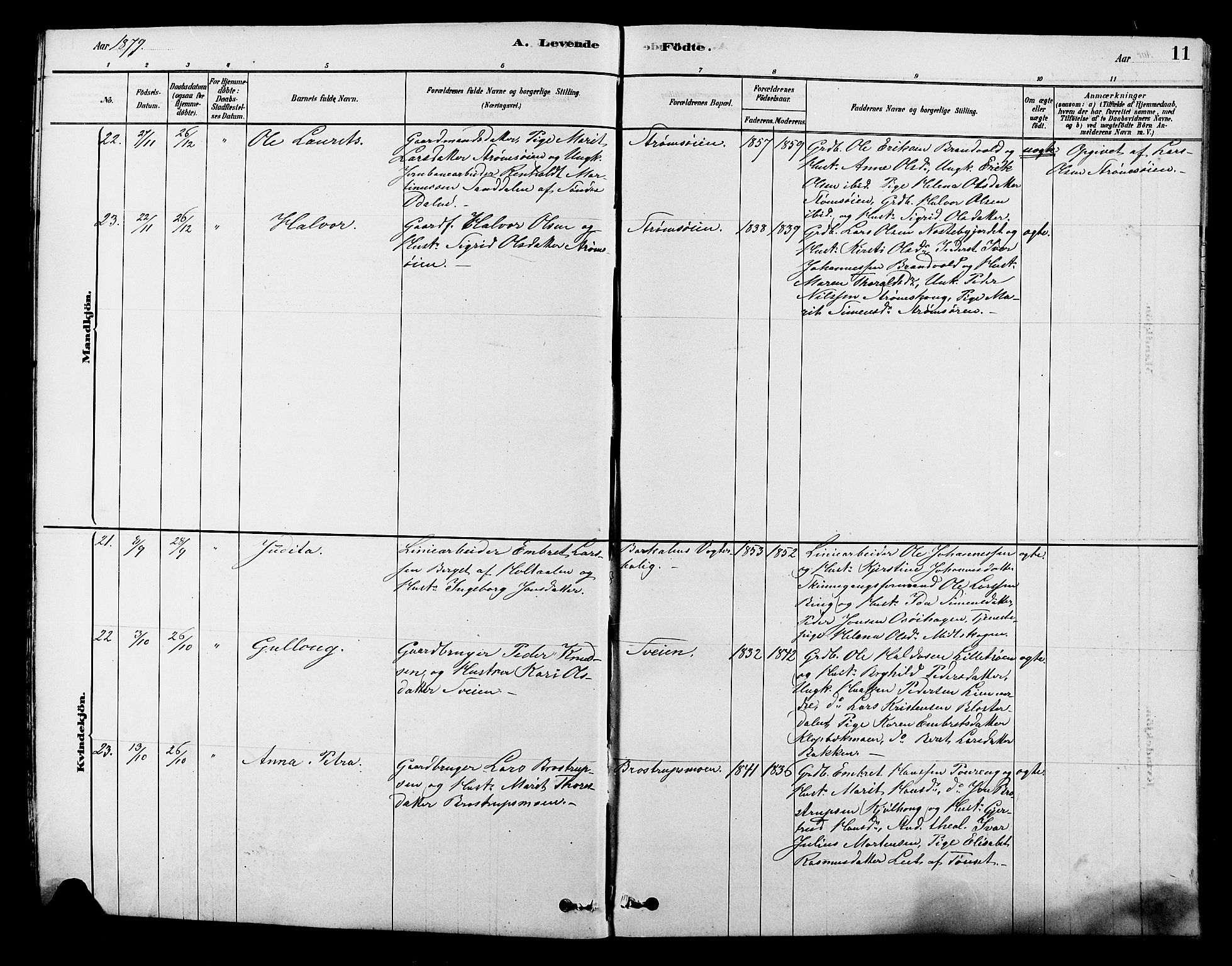 Alvdal prestekontor, AV/SAH-PREST-060/H/Ha/Hab/L0003: Klokkerbok nr. 3, 1878-1907, s. 11