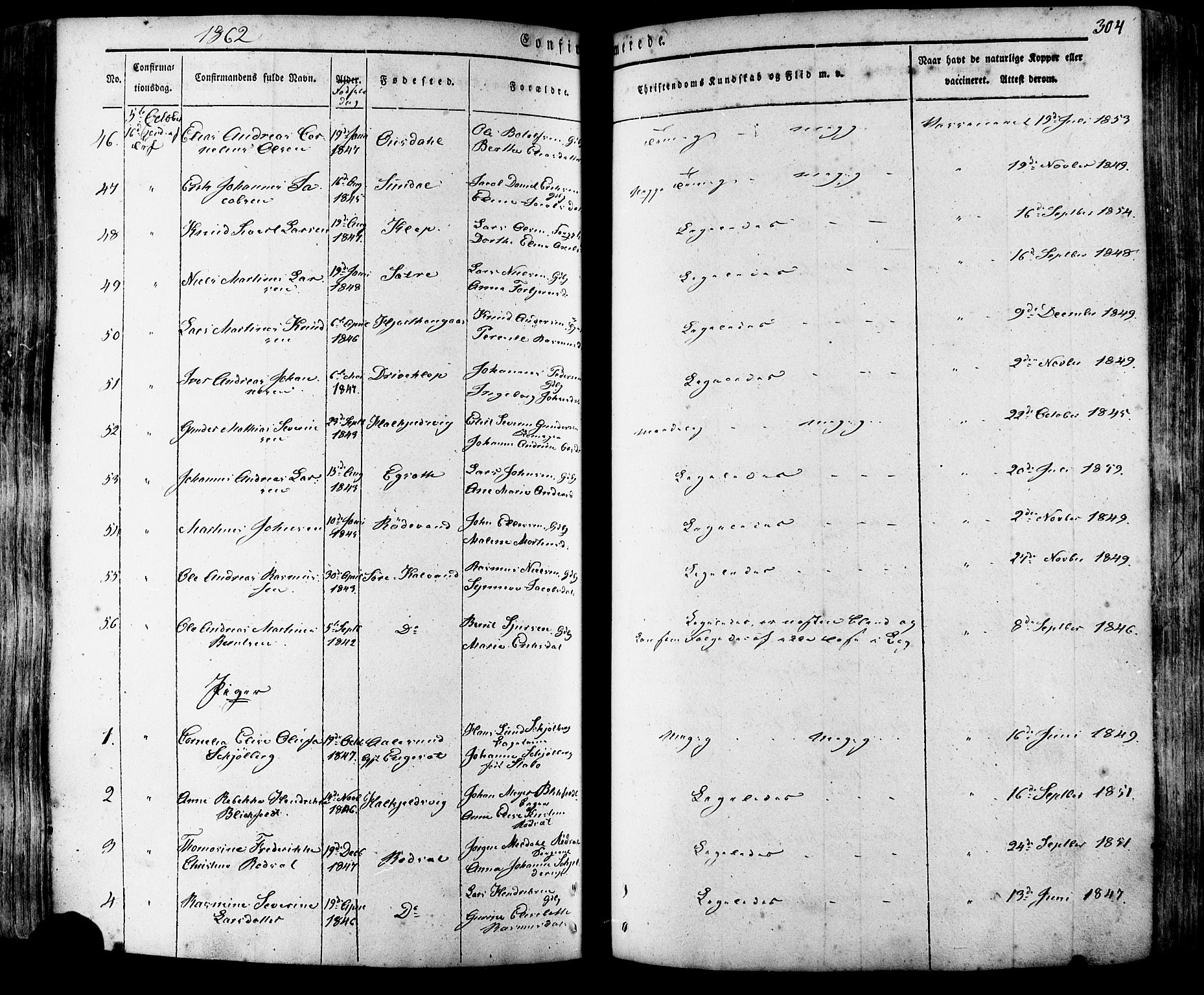 Ministerialprotokoller, klokkerbøker og fødselsregistre - Møre og Romsdal, AV/SAT-A-1454/511/L0140: Ministerialbok nr. 511A07, 1851-1878, s. 304