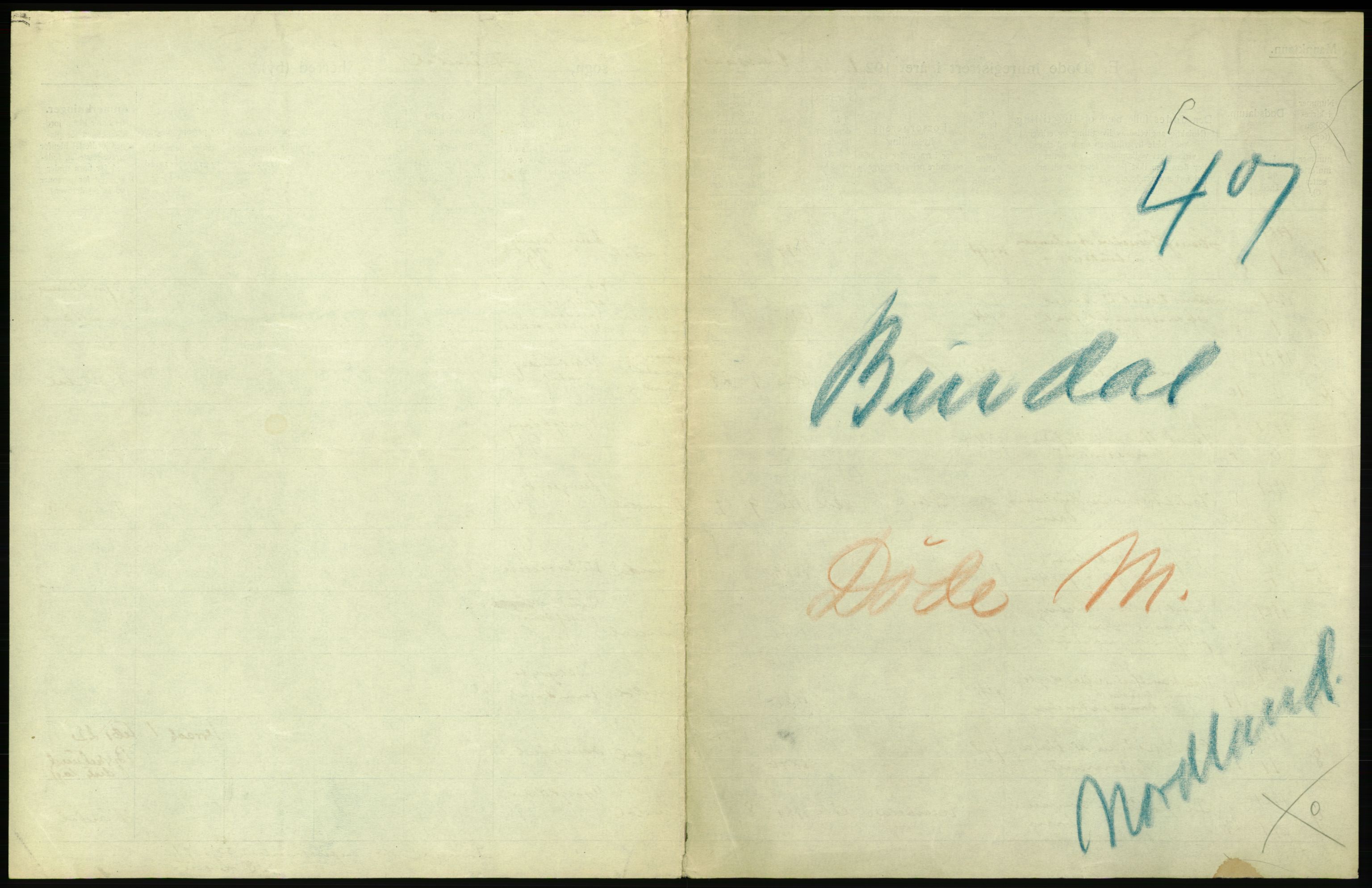 Statistisk sentralbyrå, Sosiodemografiske emner, Befolkning, AV/RA-S-2228/D/Df/Dfc/Dfca/L0051: Nordland fylke: Døde. Bygder og byer., 1921