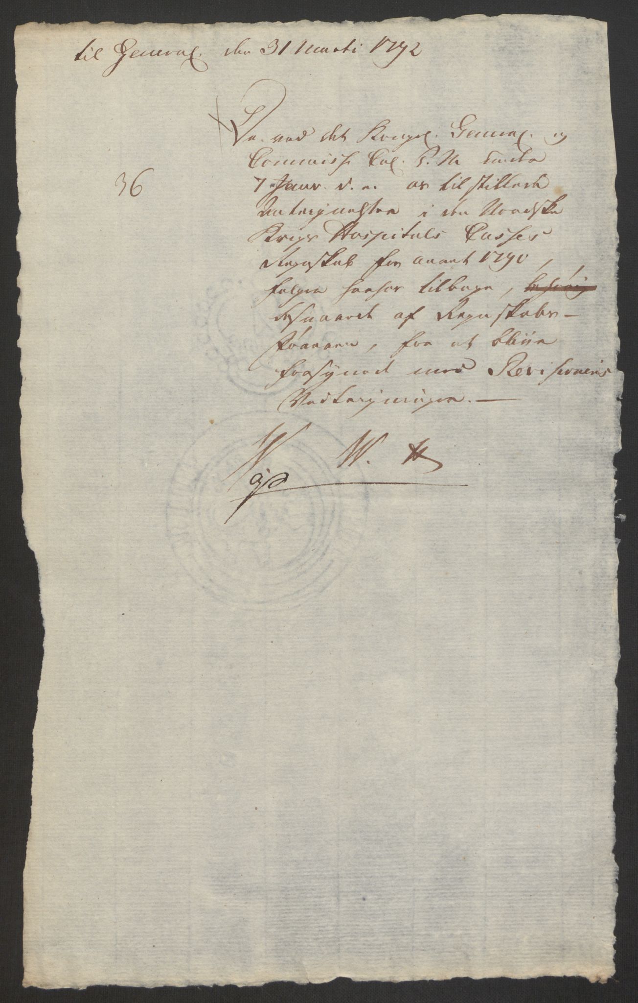 Forsvaret, Den norske kvesthuskasse/krigshospitalkasse, AV/RA-RAFA-1887/F/Fa/L0008: Konsepter, 1790-1793, s. 788
