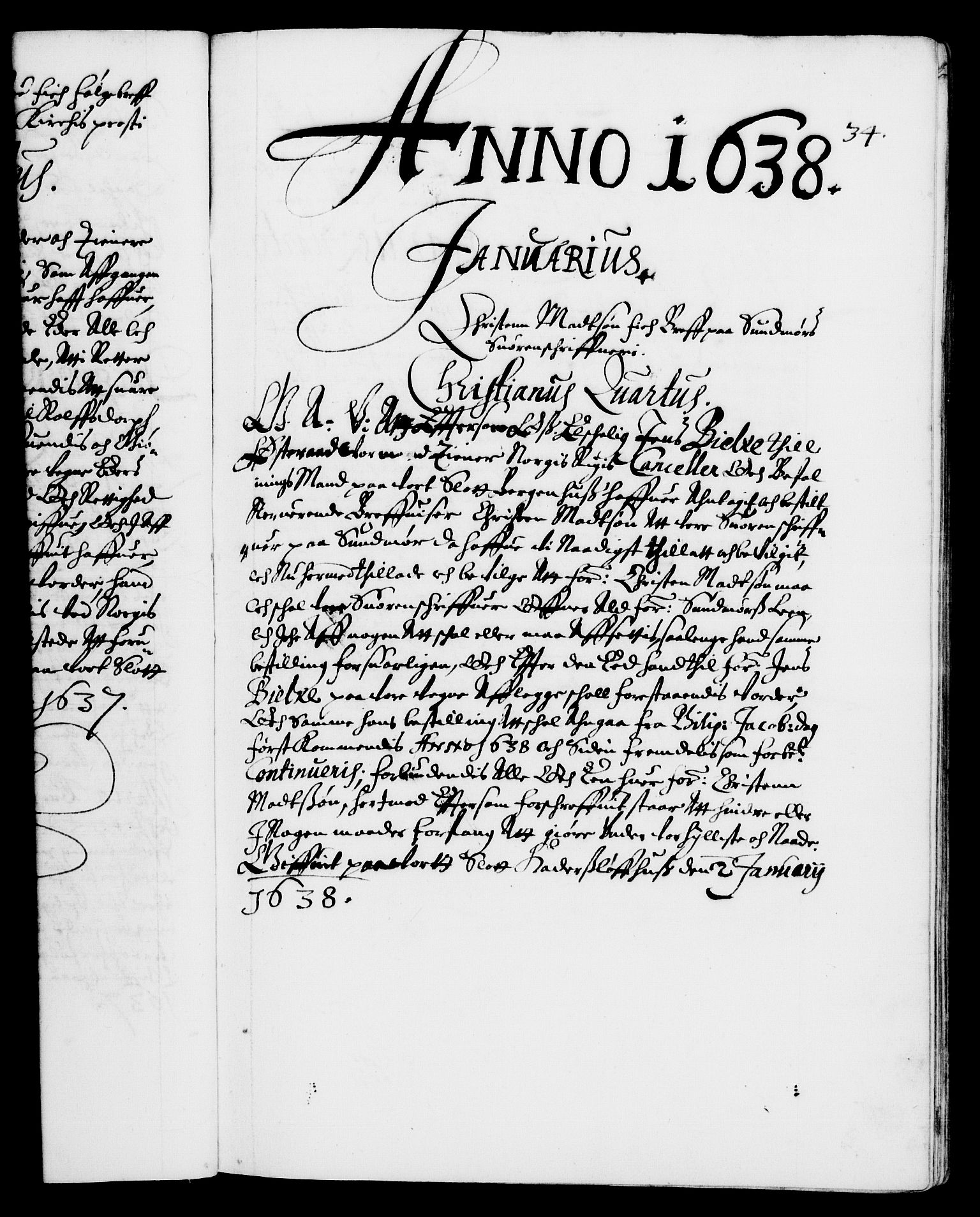 Danske Kanselli 1572-1799, RA/EA-3023/F/Fc/Fca/Fcaa/L0006: Norske registre (mikrofilm), 1637-1642, s. 34a