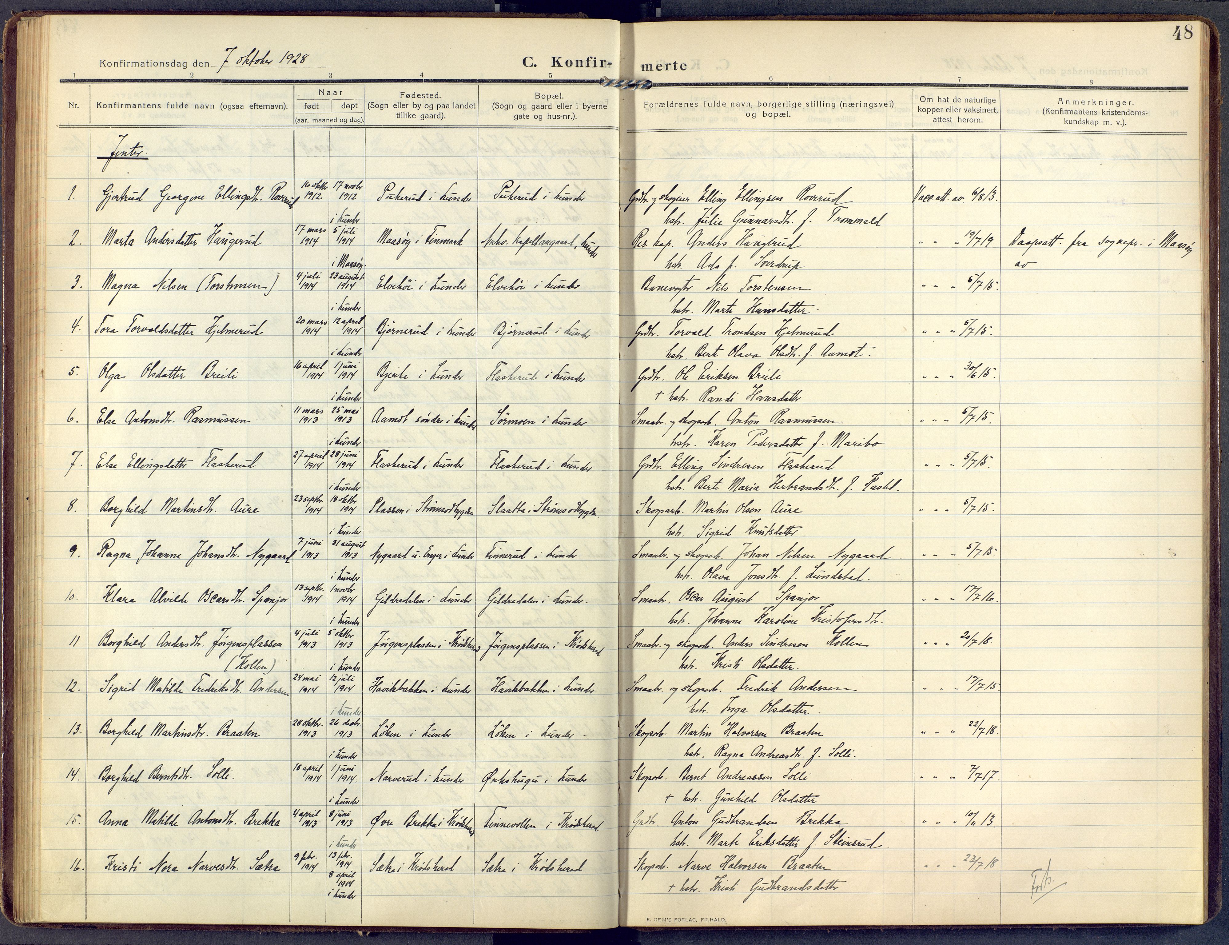 Lunder kirkebøker, AV/SAKO-A-629/F/Fa/L0002: Ministerialbok nr. I 2, 1906-1947, s. 48