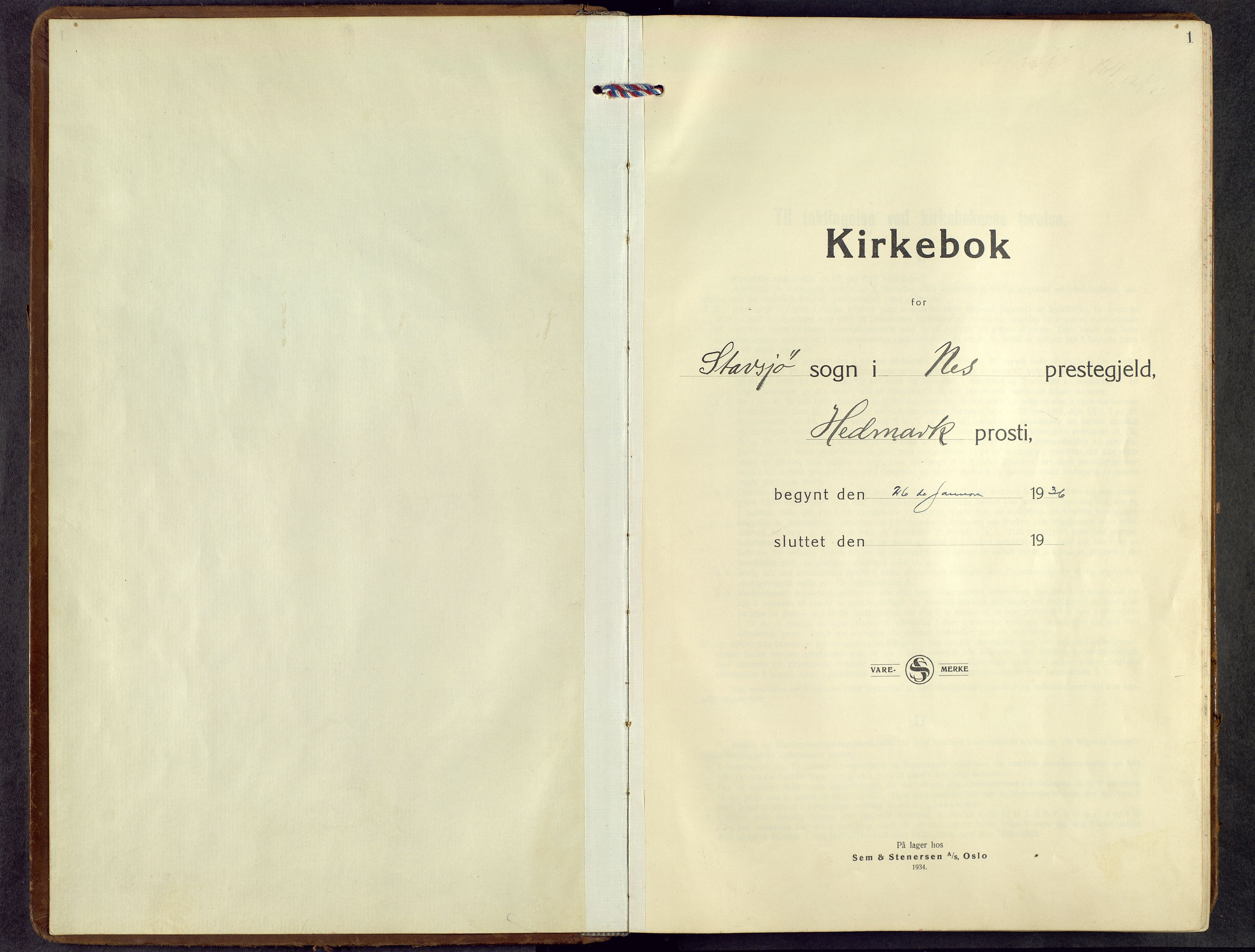 Nes prestekontor, Hedmark, AV/SAH-PREST-020/L/La/L0012: Klokkerbok nr. 12, 1936-1958, s. 1