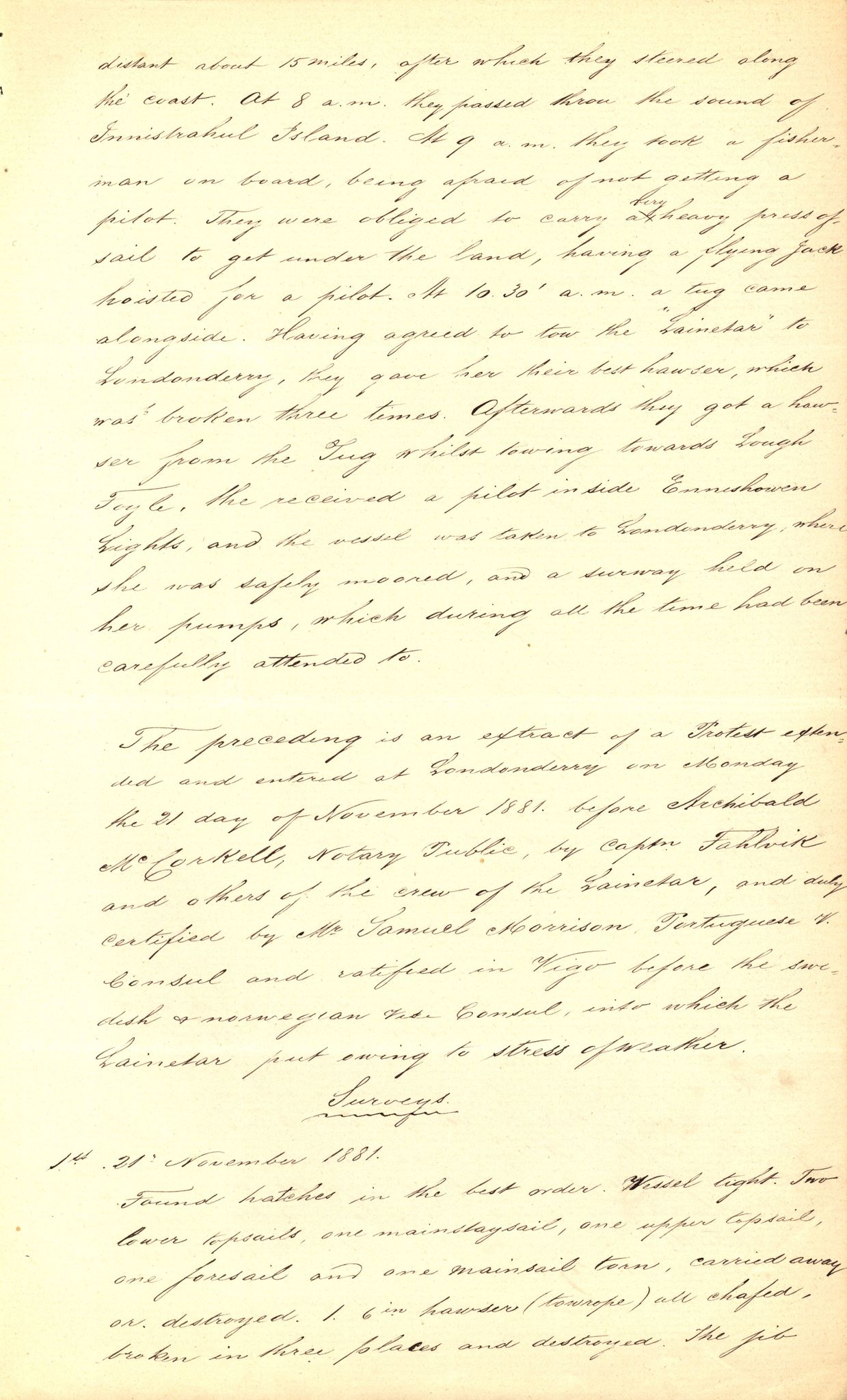 Pa 63 - Østlandske skibsassuranceforening, VEMU/A-1079/G/Ga/L0015/0001: Havaridokumenter / Borrestad, BertHA Rød, Lainetar, Laura, 1882, s. 26