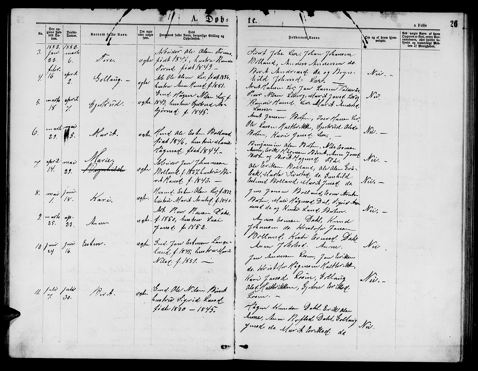 Ministerialprotokoller, klokkerbøker og fødselsregistre - Sør-Trøndelag, AV/SAT-A-1456/693/L1122: Klokkerbok nr. 693C03, 1870-1886, s. 26