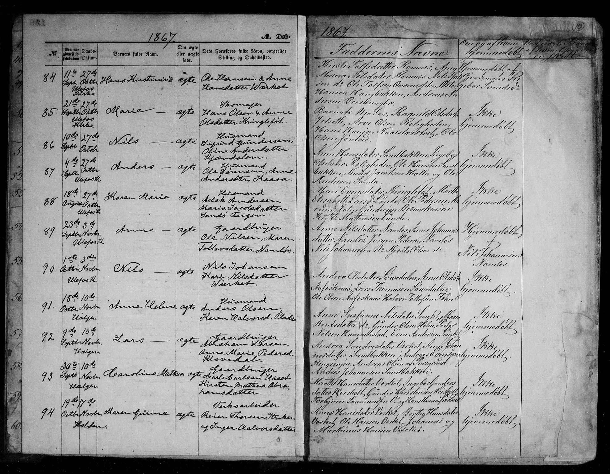 Holla kirkebøker, AV/SAKO-A-272/G/Ga/L0004: Klokkerbok nr. I 4, 1867-1890, s. 10