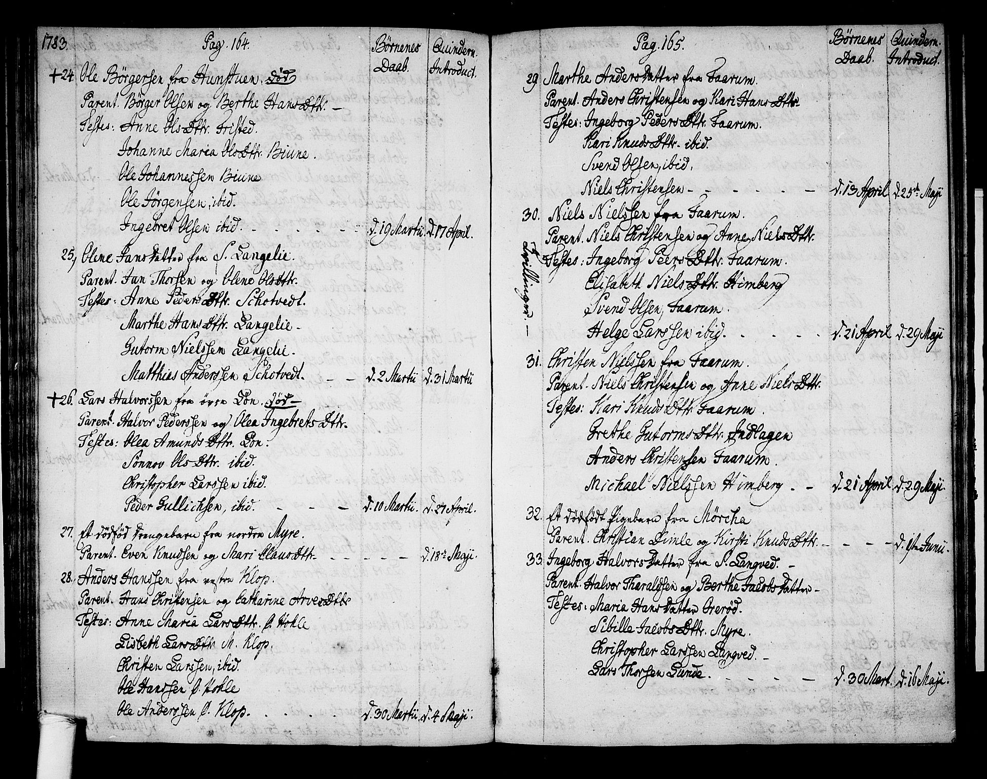 Ramnes kirkebøker, AV/SAKO-A-314/F/Fa/L0002: Ministerialbok nr. I 2, 1773-1790, s. 164-165