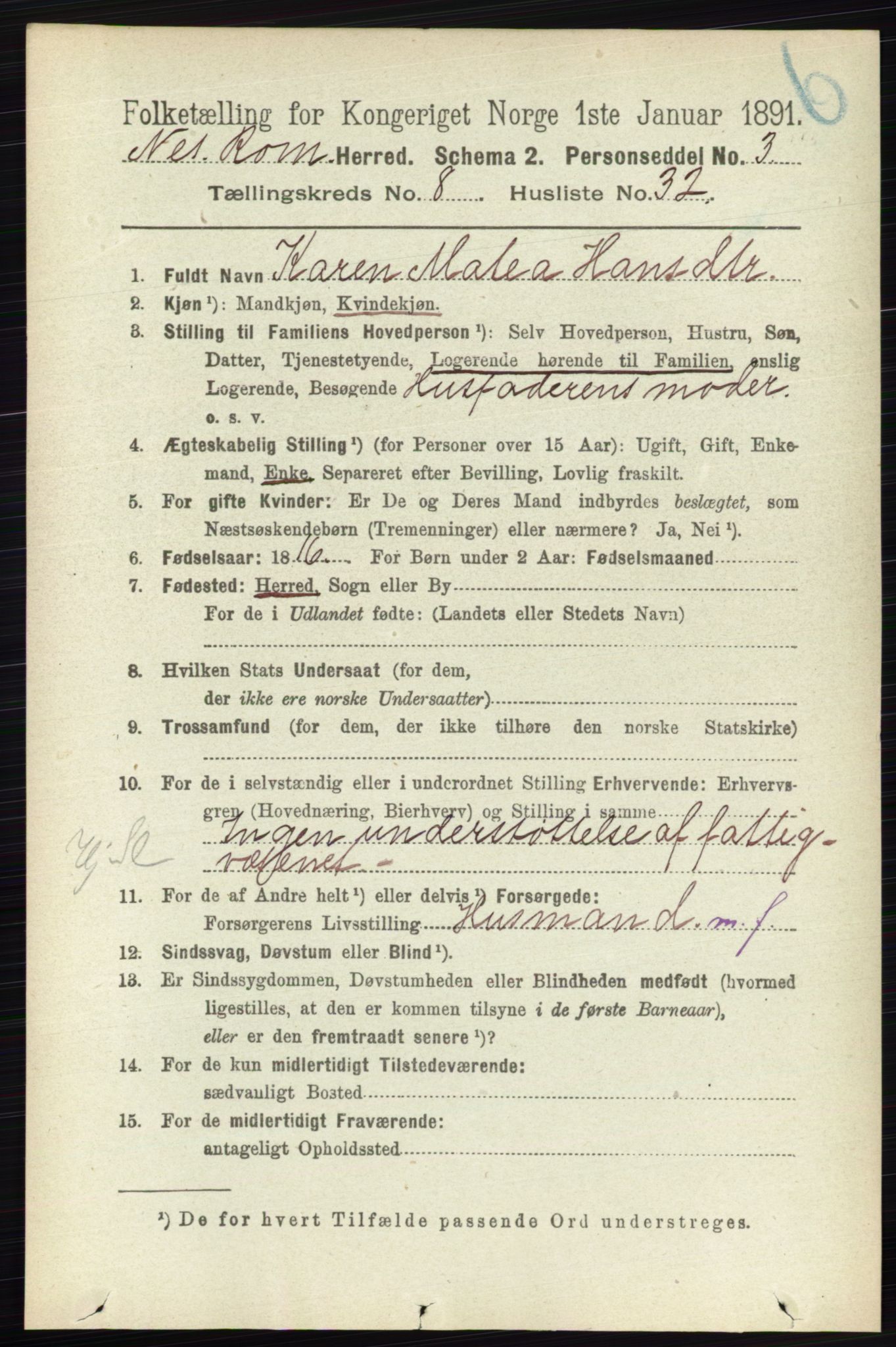 RA, Folketelling 1891 for 0236 Nes herred, 1891, s. 4796