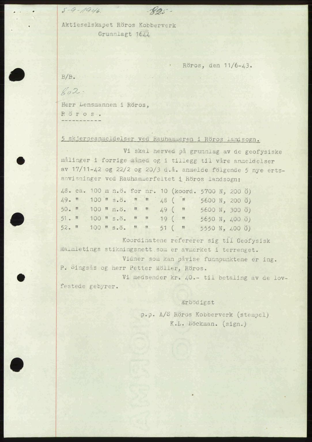 Gauldal sorenskriveri, SAT/A-0014/1/2/2C: Pantebok nr. A2, 1946-1946, Dagboknr: 802/1946