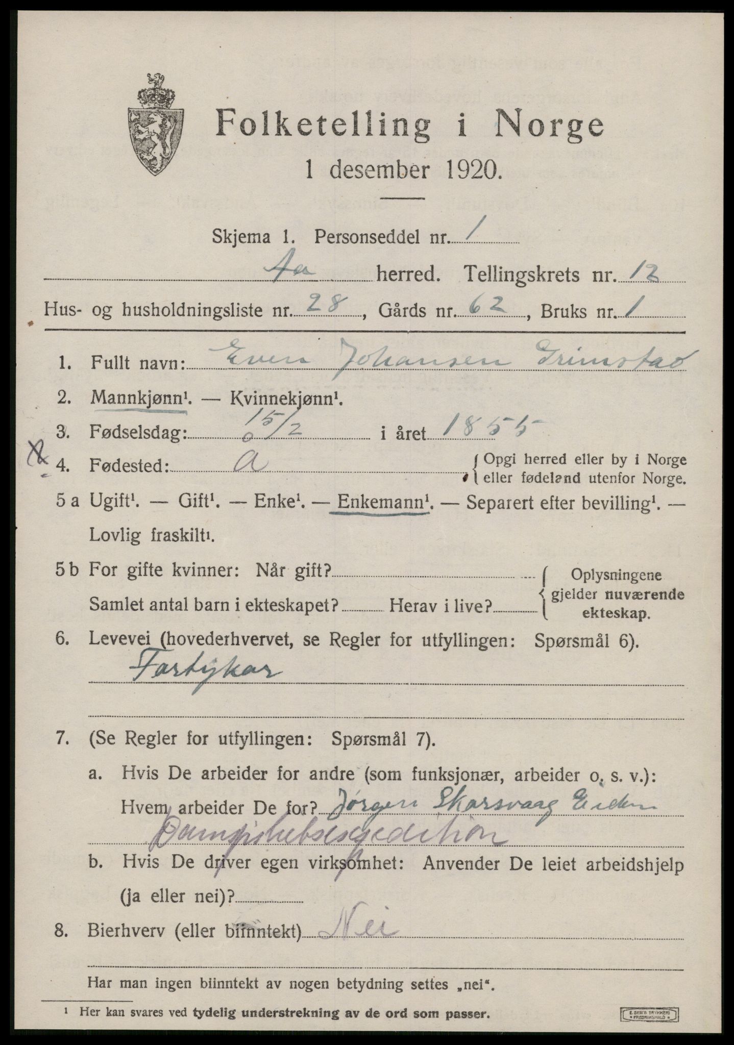 SAT, Folketelling 1920 for 1630 Å herred, 1920, s. 5324