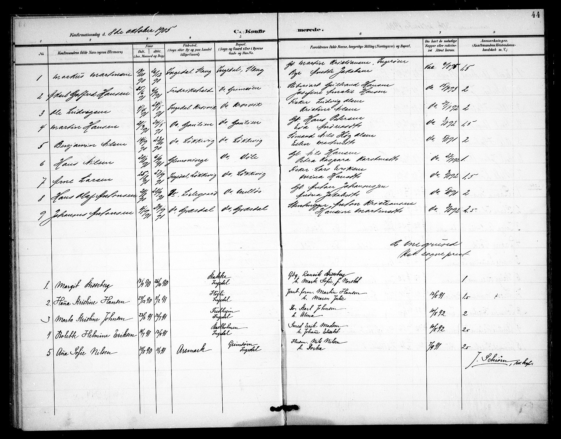 Skjeberg prestekontor Kirkebøker, AV/SAO-A-10923/F/Fc/L0002: Ministerialbok nr. III 2, 1898-1915, s. 44