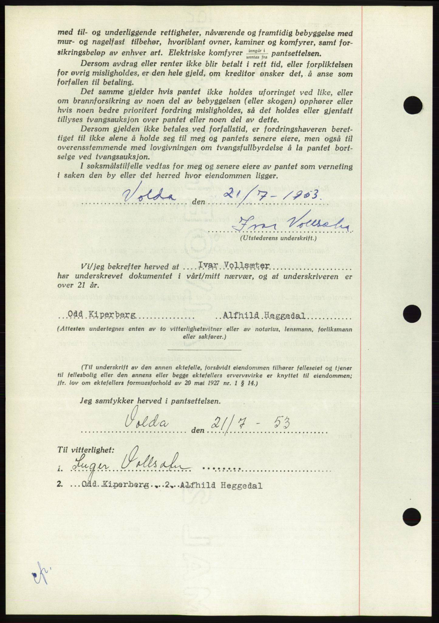 Søre Sunnmøre sorenskriveri, AV/SAT-A-4122/1/2/2C/L0123: Pantebok nr. 11B, 1953-1953, Dagboknr: 1768/1953