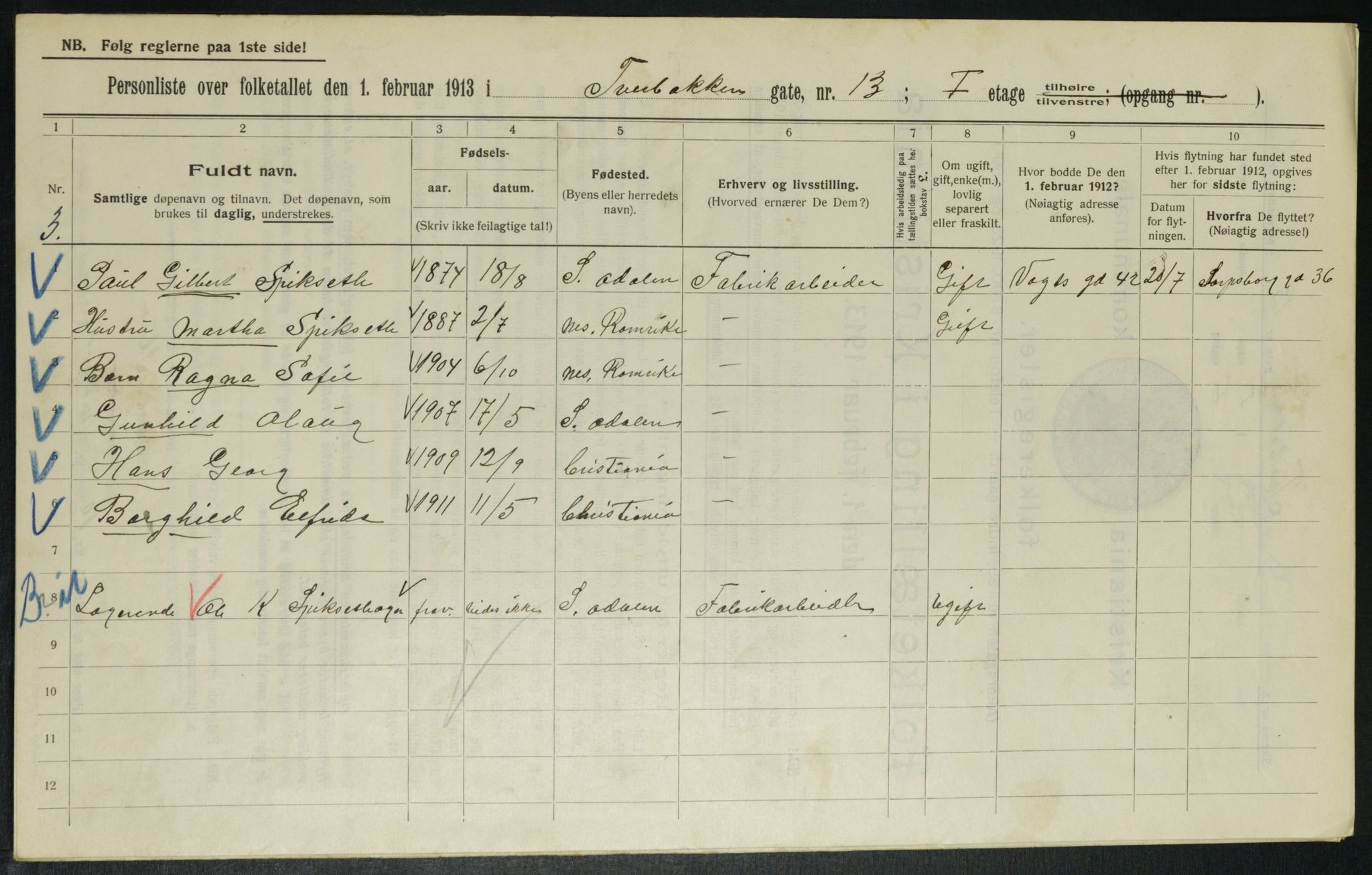 OBA, Kommunal folketelling 1.2.1913 for Kristiania, 1913, s. 117472