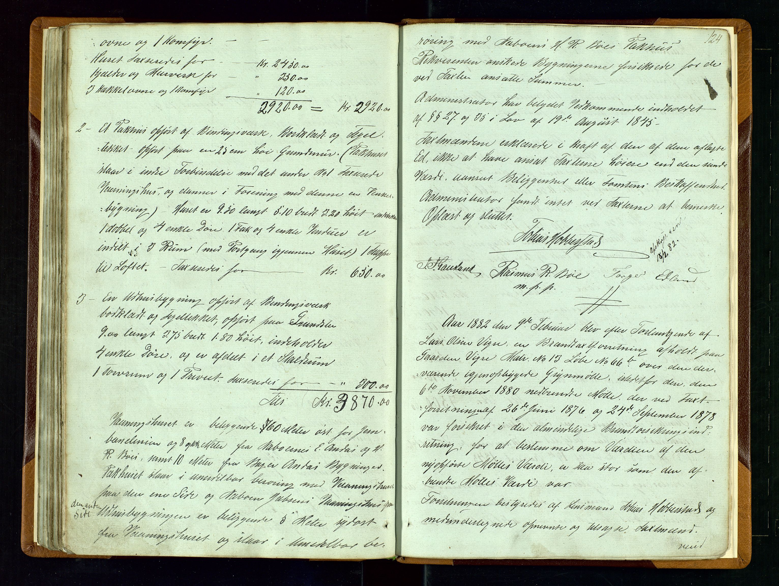 Hå lensmannskontor, AV/SAST-A-100456/Goa/L0001: Takstprotokoll-Valle skipreie, 1846-1883, s. 123b-124a