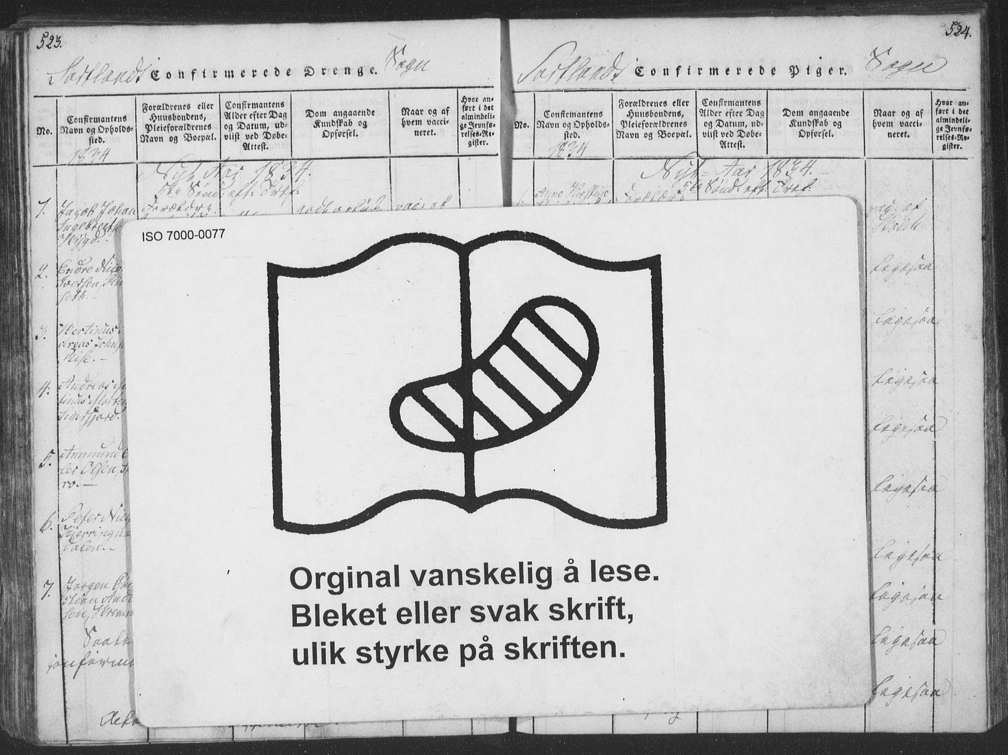 Ministerialprotokoller, klokkerbøker og fødselsregistre - Nordland, AV/SAT-A-1459/888/L1262: Klokkerbok nr. 888C01, 1820-1836, s. 523-524