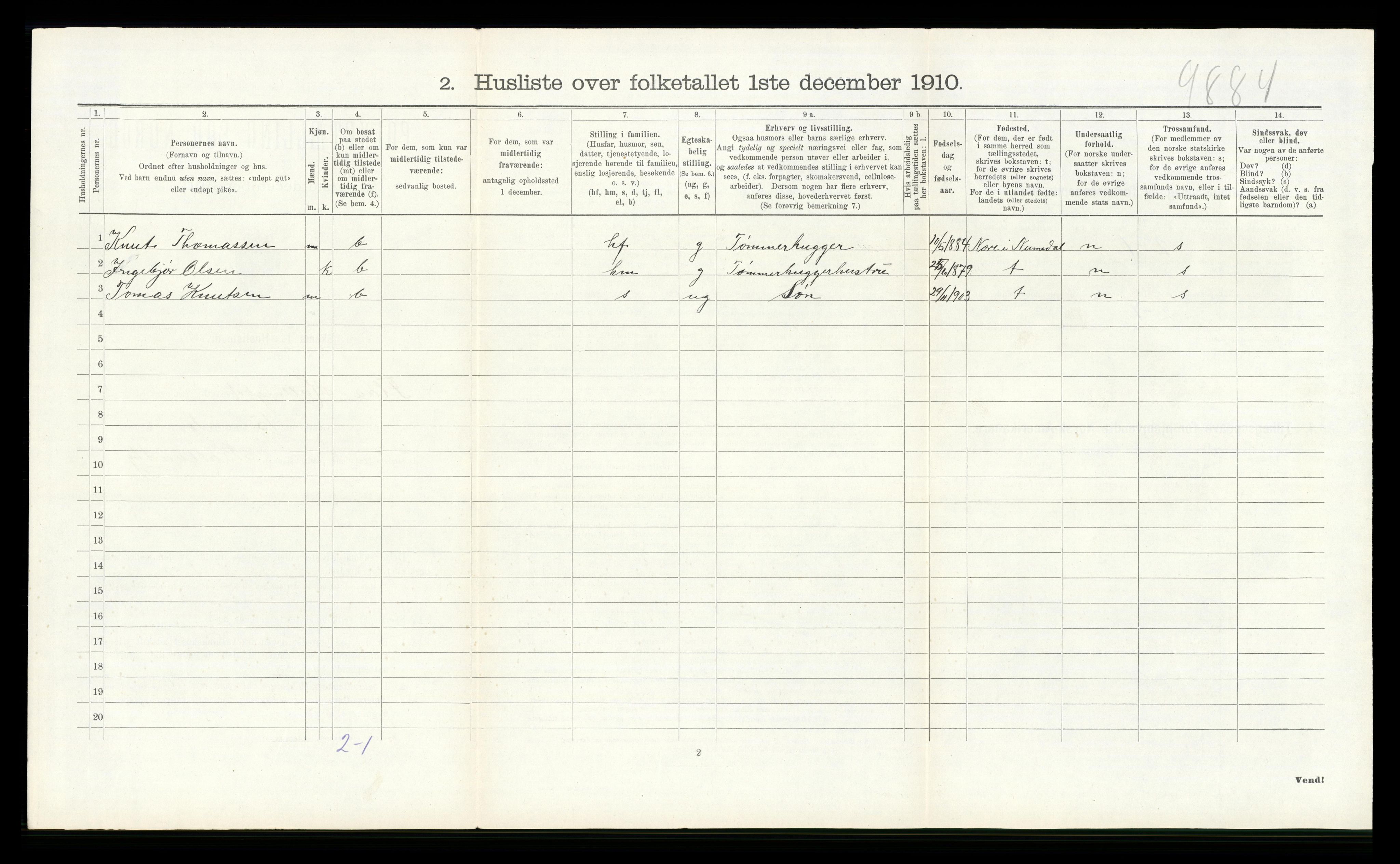 RA, Folketelling 1910 for 0615 Flå herred, 1910, s. 477