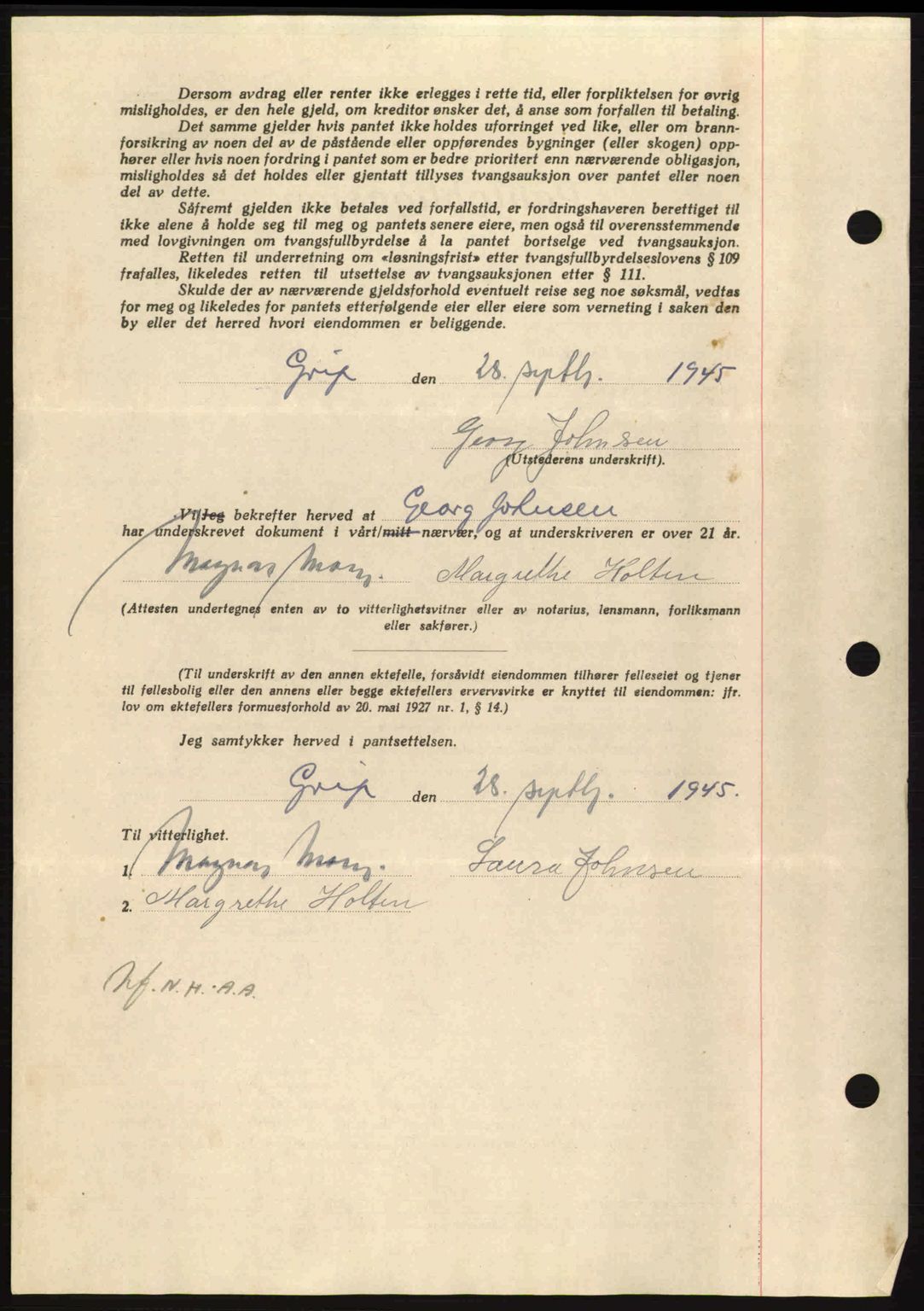 Nordmøre sorenskriveri, AV/SAT-A-4132/1/2/2Ca: Pantebok nr. B93a, 1945-1945, Dagboknr: 1267/1945