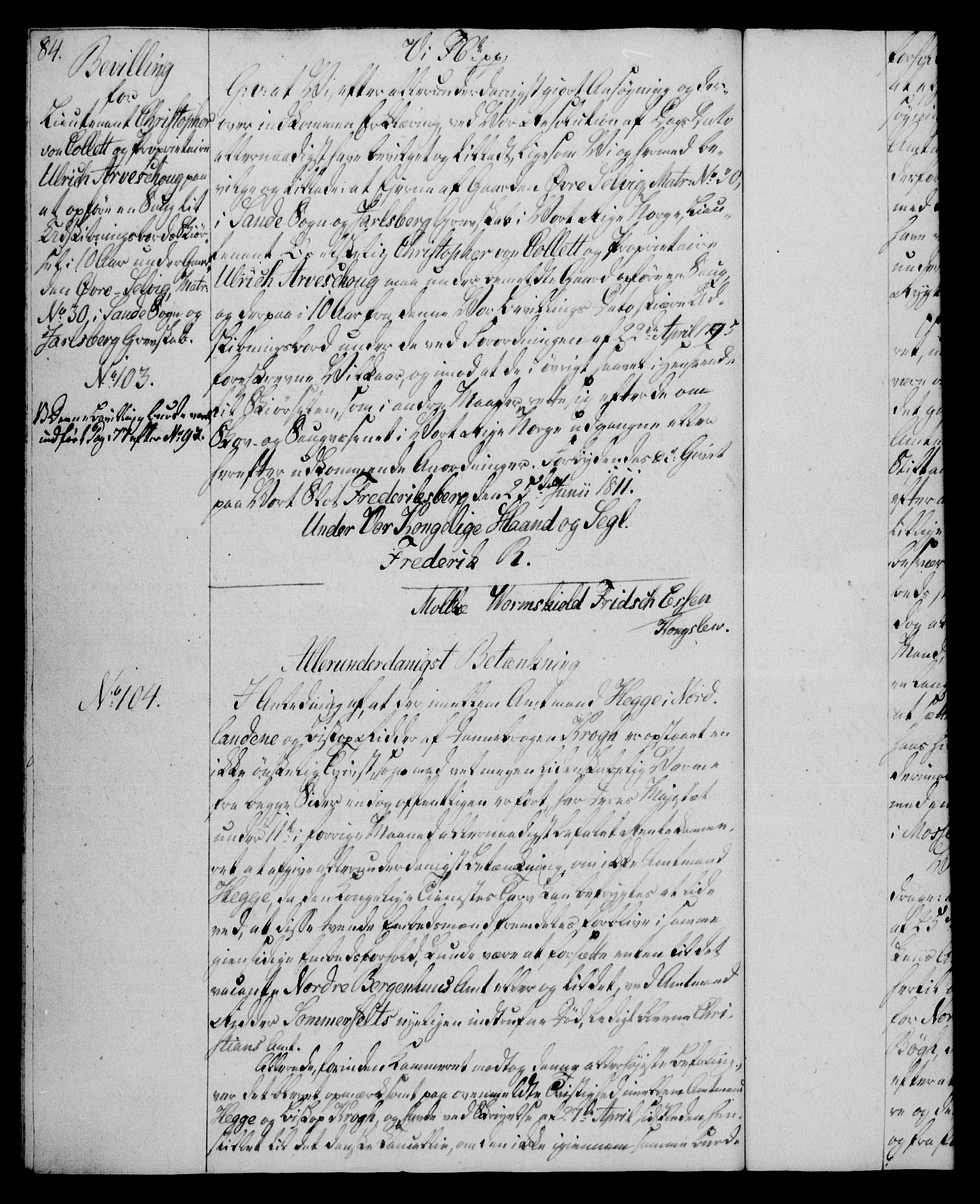 Rentekammeret, Kammerkanselliet, RA/EA-3111/G/Gg/Gga/L0020: Norsk ekspedisjonsprotokoll med register (merket RK 53.20), 1811-1814, s. 84