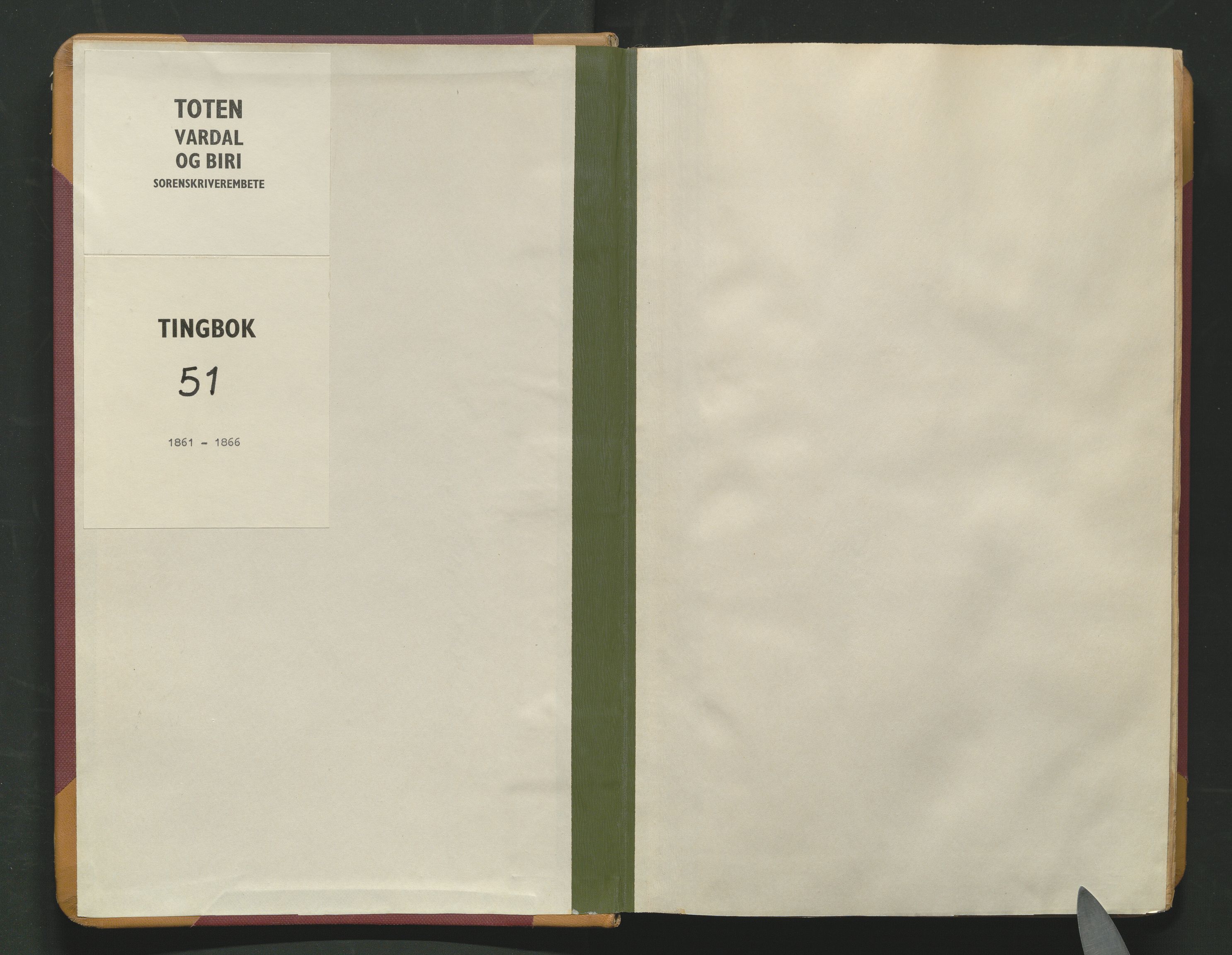 Toten tingrett, AV/SAH-TING-006/G/Gb/Gba/L0051: Tingbok, 1861-1866