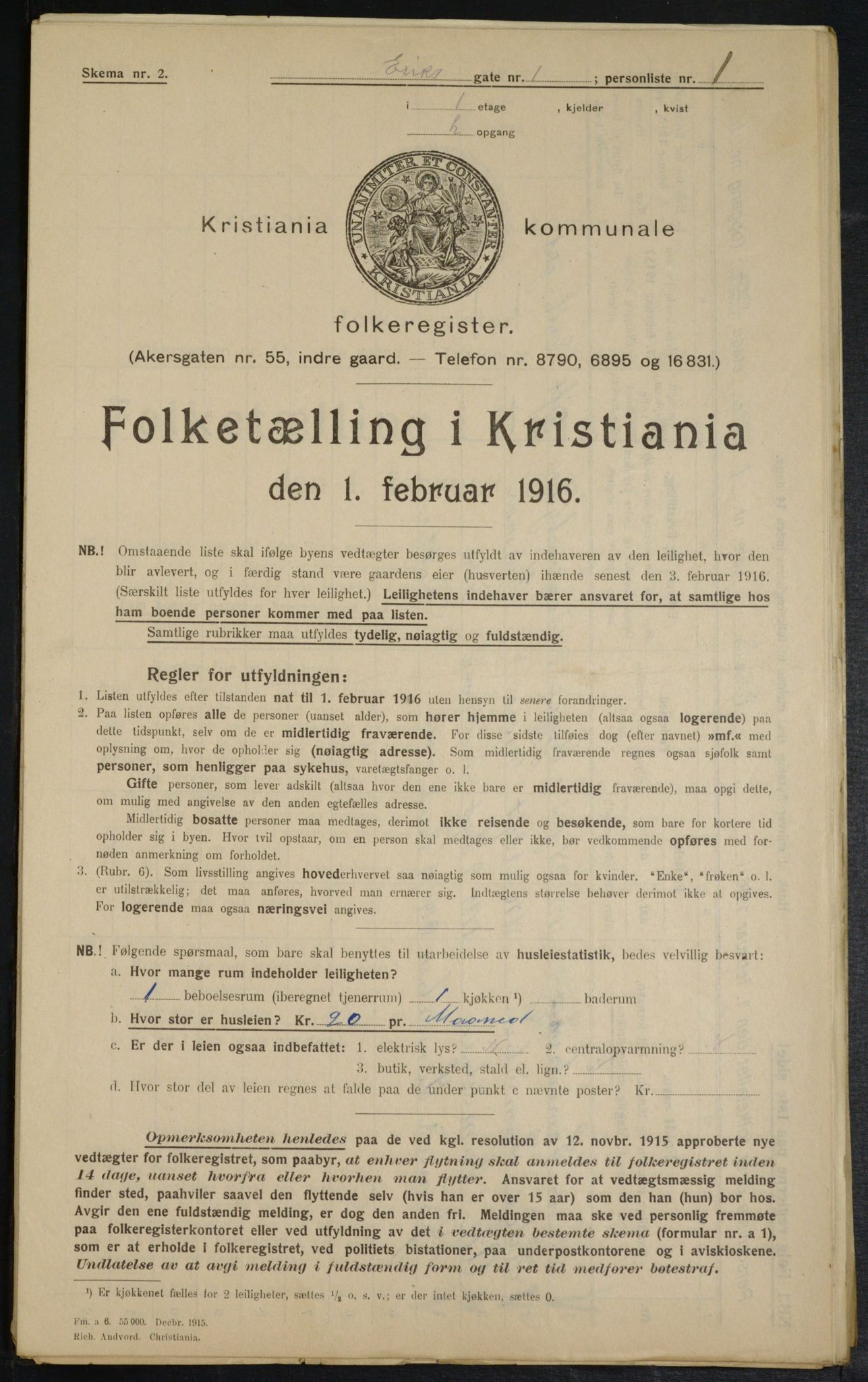 OBA, Kommunal folketelling 1.2.1916 for Kristiania, 1916, s. 19873