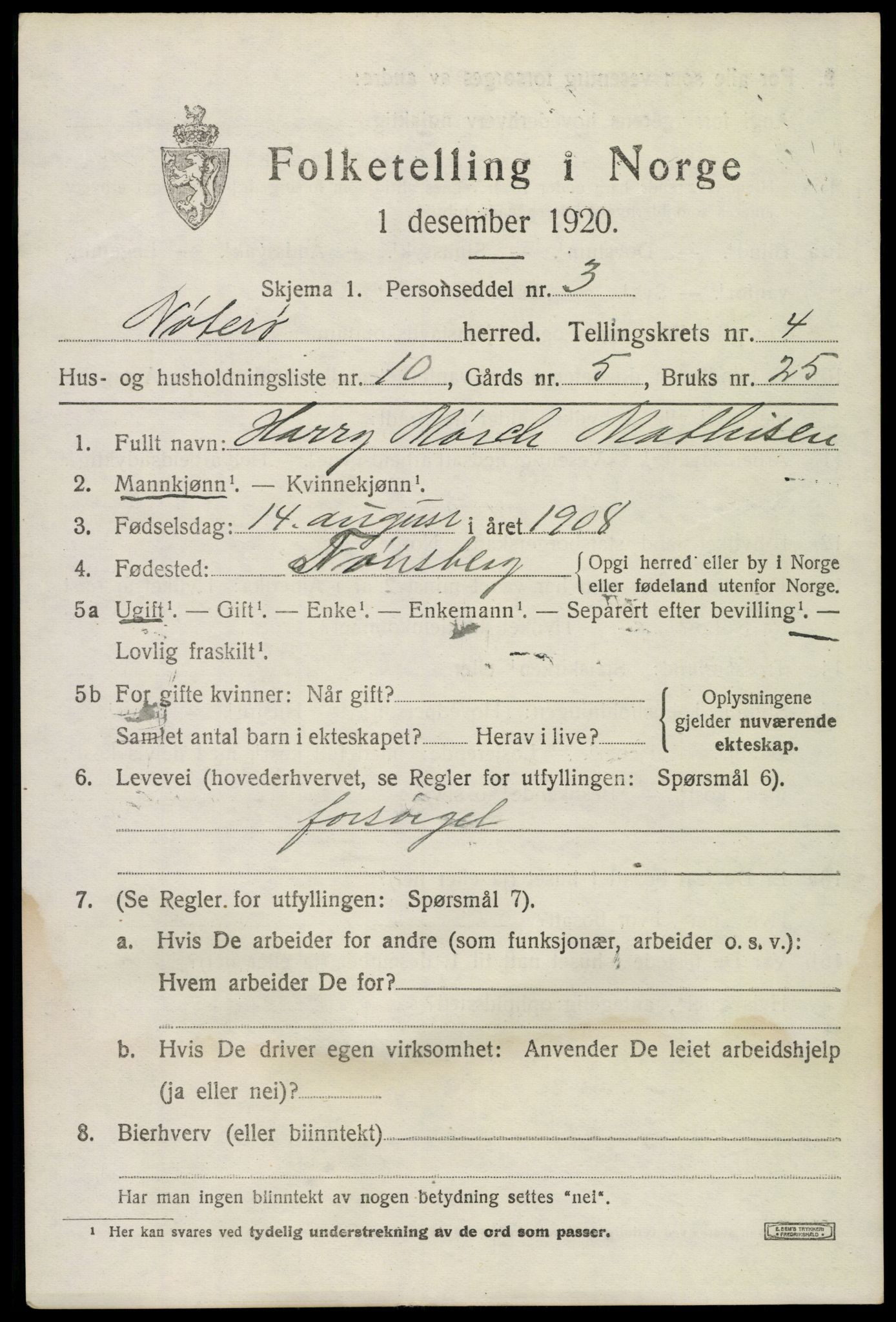 SAKO, Folketelling 1920 for 0722 Nøtterøy herred, 1920, s. 6777