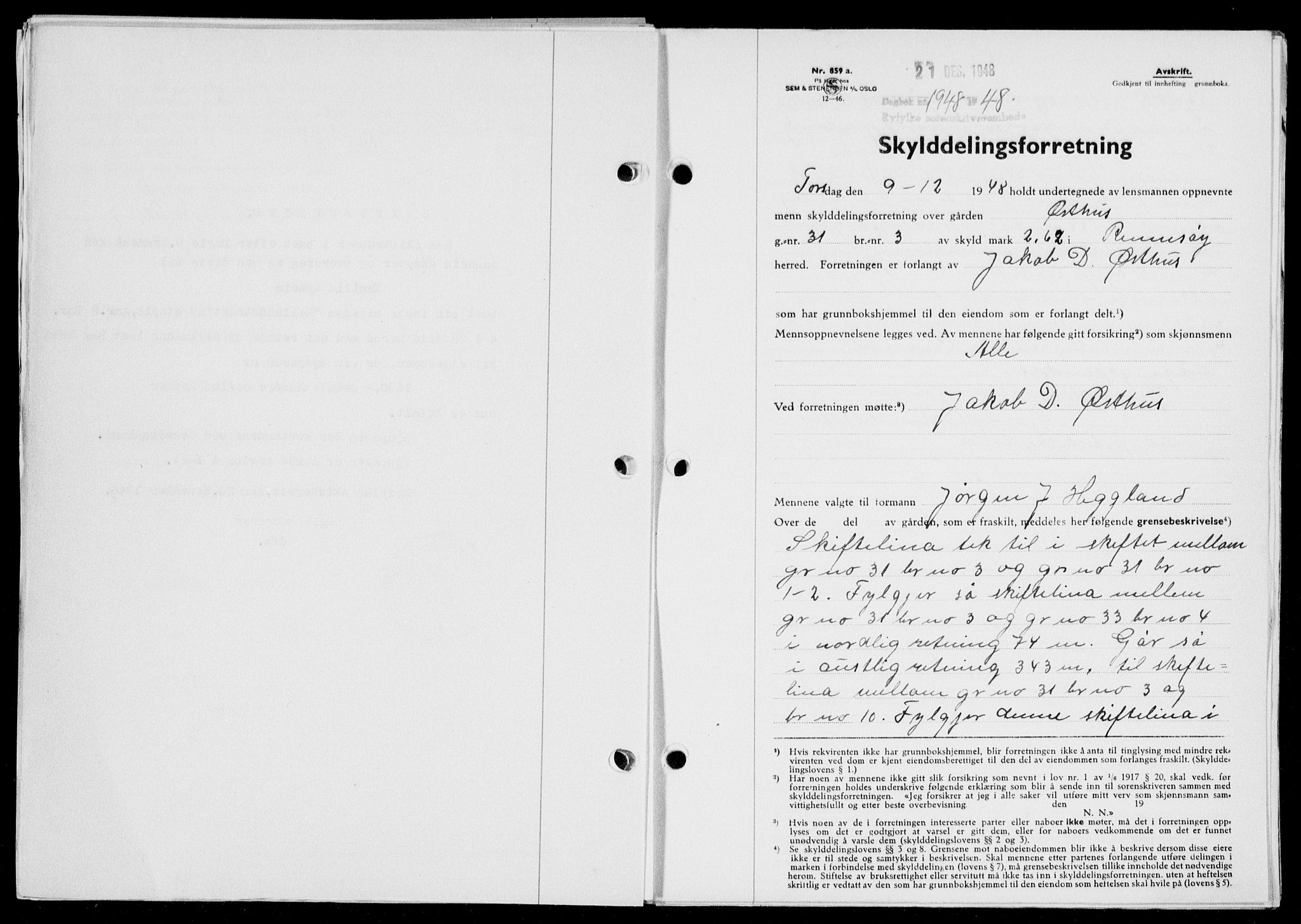 Ryfylke tingrett, SAST/A-100055/001/II/IIB/L0104: Pantebok nr. 83, 1948-1949, Dagboknr: 1948/1948