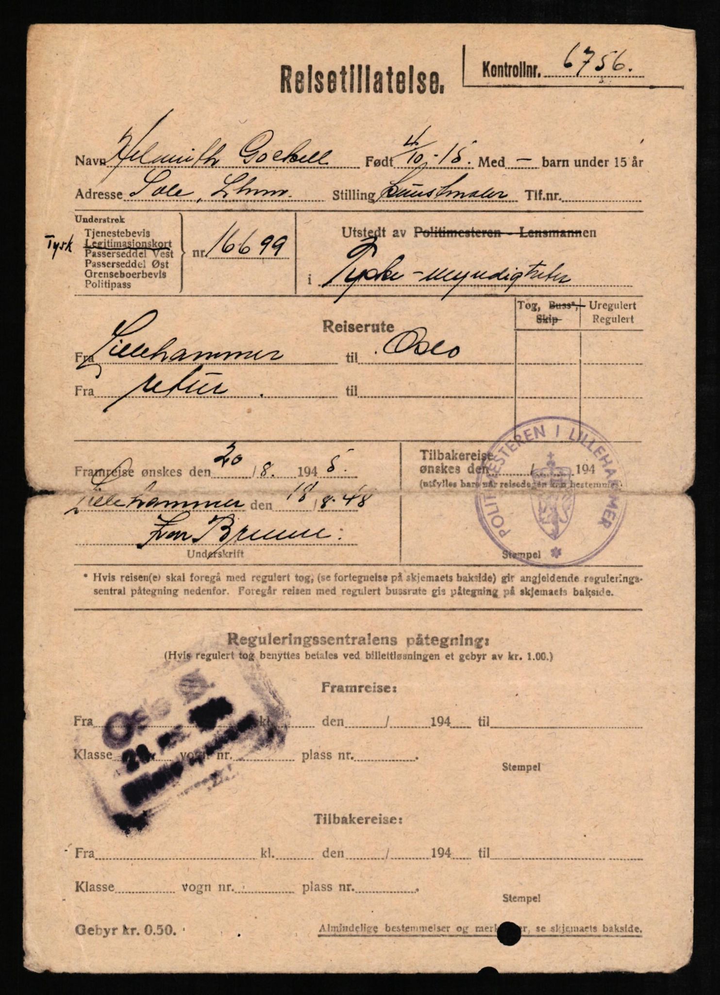 Forsvaret, Forsvarets overkommando II, AV/RA-RAFA-3915/D/Db/L0010: CI Questionaires. Tyske okkupasjonsstyrker i Norge. Tyskere., 1945-1946, s. 34