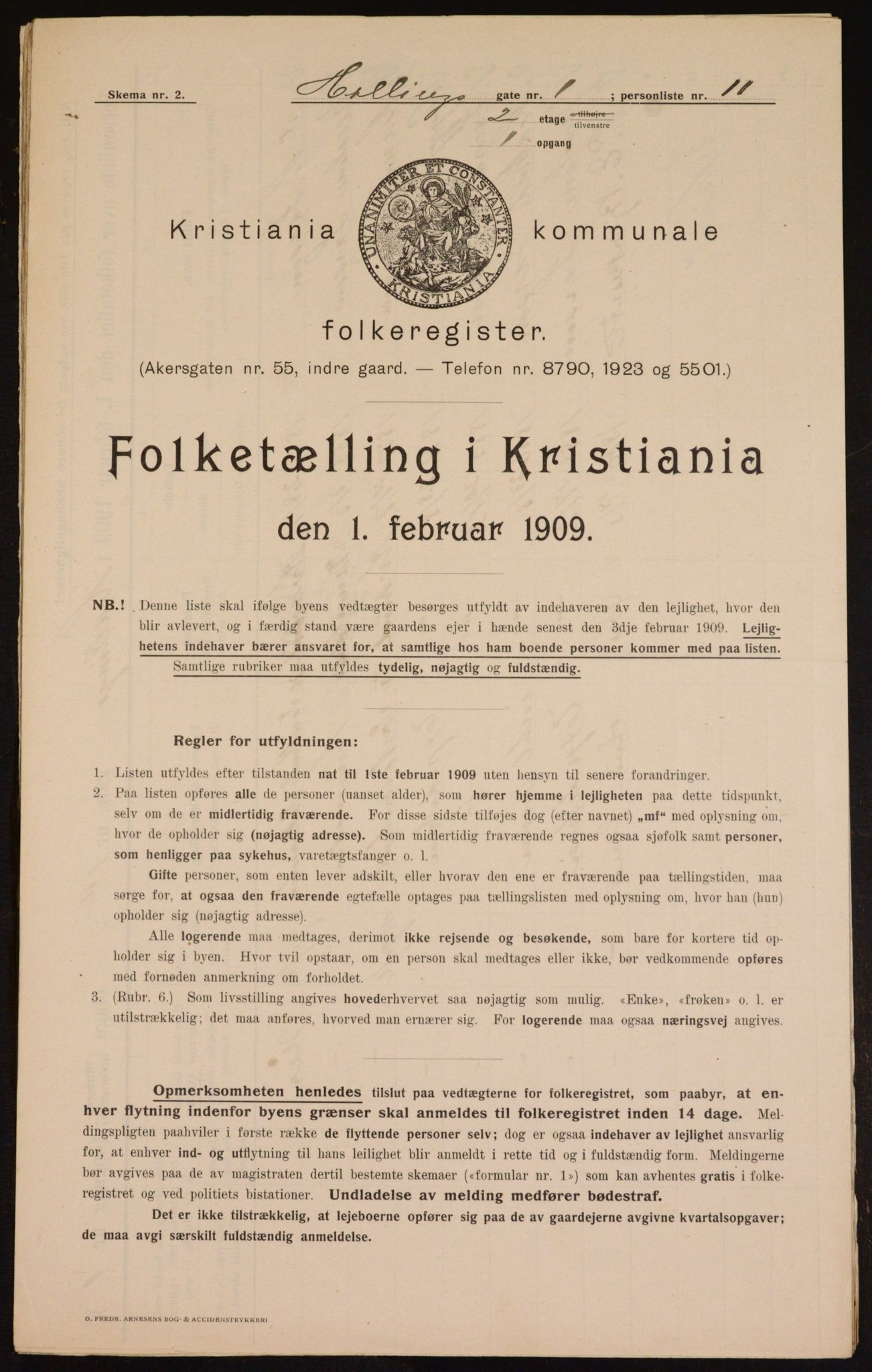 OBA, Kommunal folketelling 1.2.1909 for Kristiania kjøpstad, 1909, s. 30913