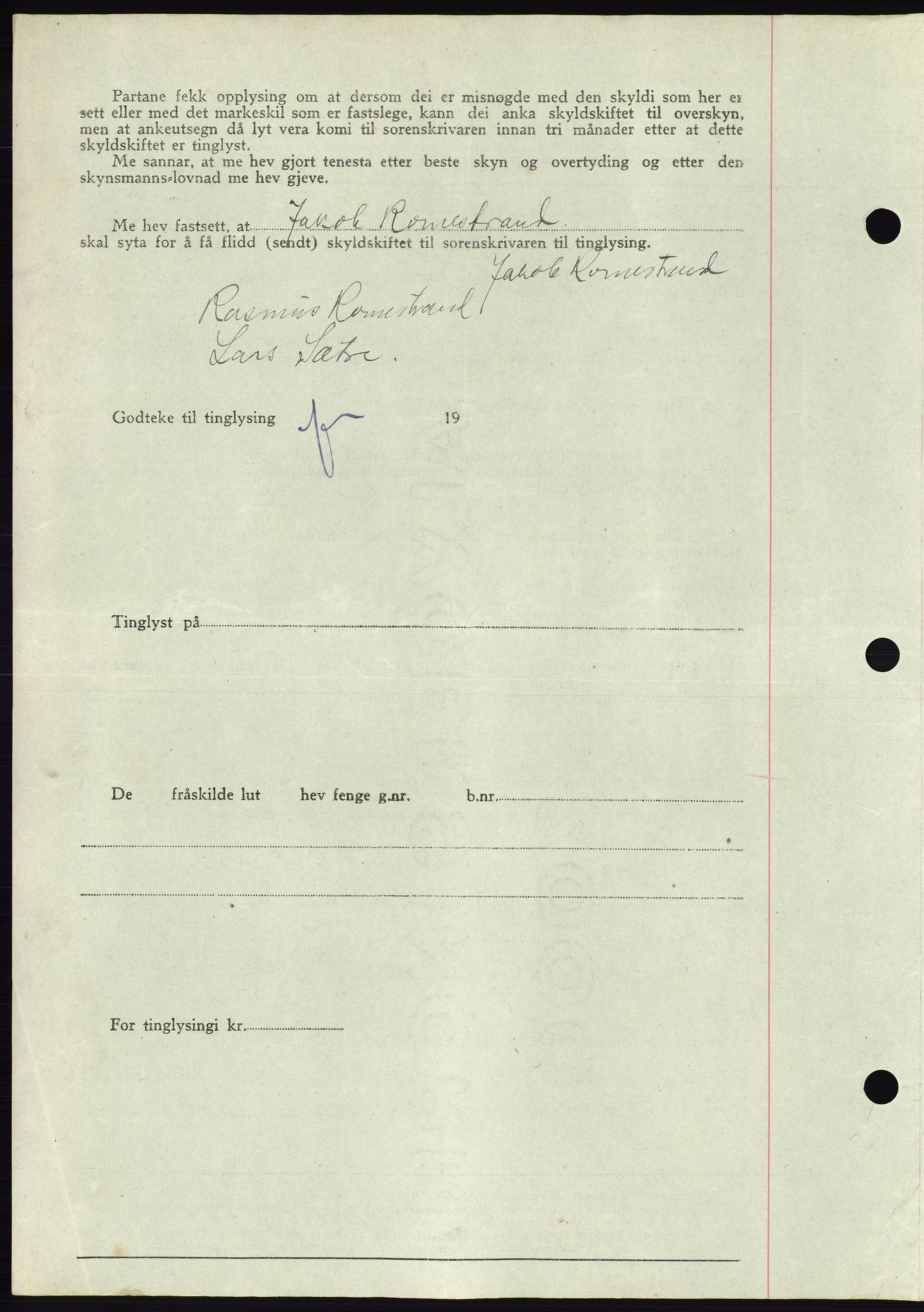 Søre Sunnmøre sorenskriveri, AV/SAT-A-4122/1/2/2C/L0081: Pantebok nr. 7A, 1947-1948, Dagboknr: 1438/1947