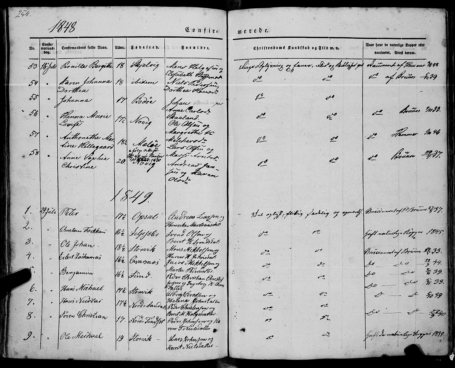 Ministerialprotokoller, klokkerbøker og fødselsregistre - Nordland, SAT/A-1459/805/L0097: Ministerialbok nr. 805A04, 1837-1861, s. 254