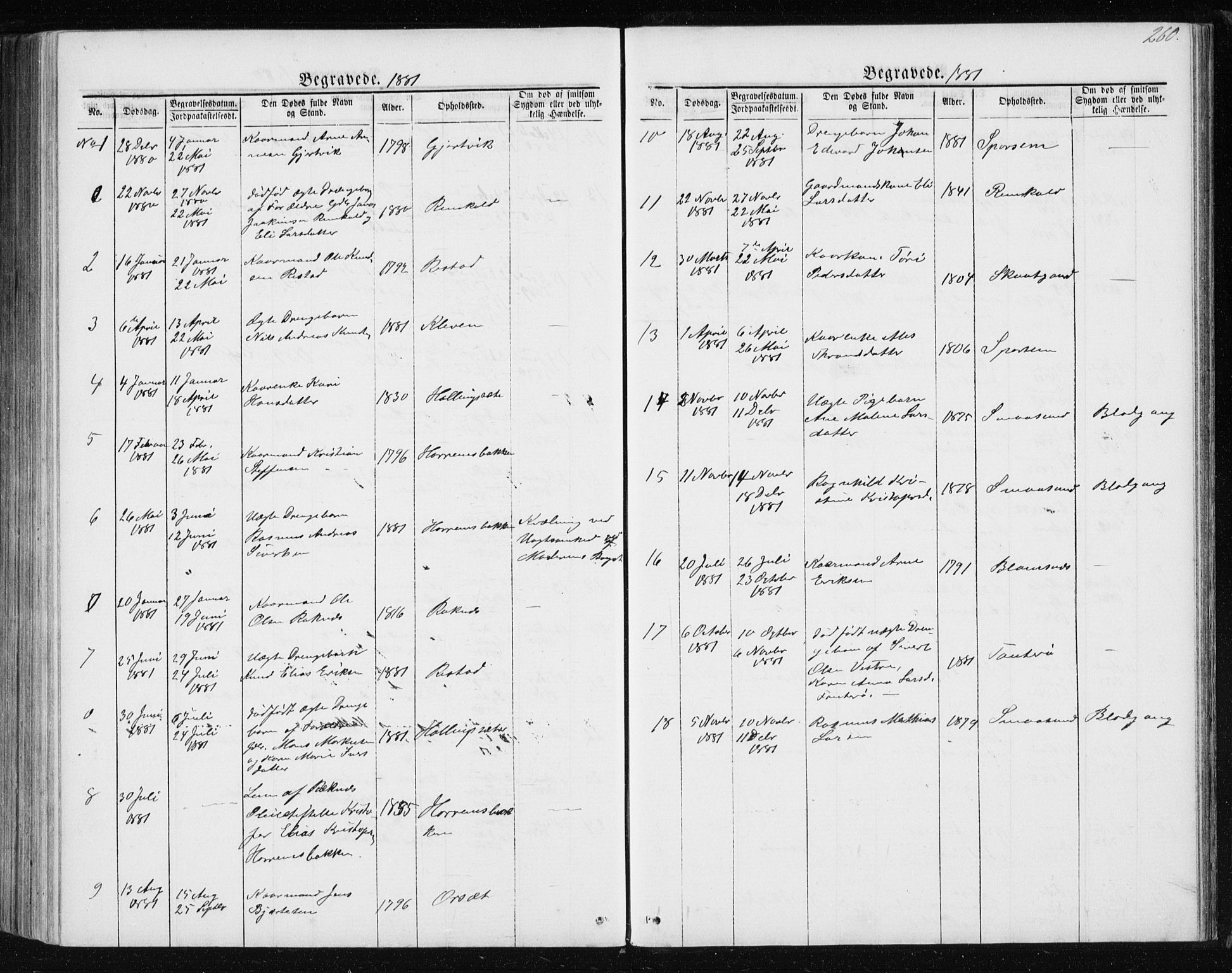 Ministerialprotokoller, klokkerbøker og fødselsregistre - Møre og Romsdal, AV/SAT-A-1454/560/L0724: Klokkerbok nr. 560C01, 1867-1892, s. 260