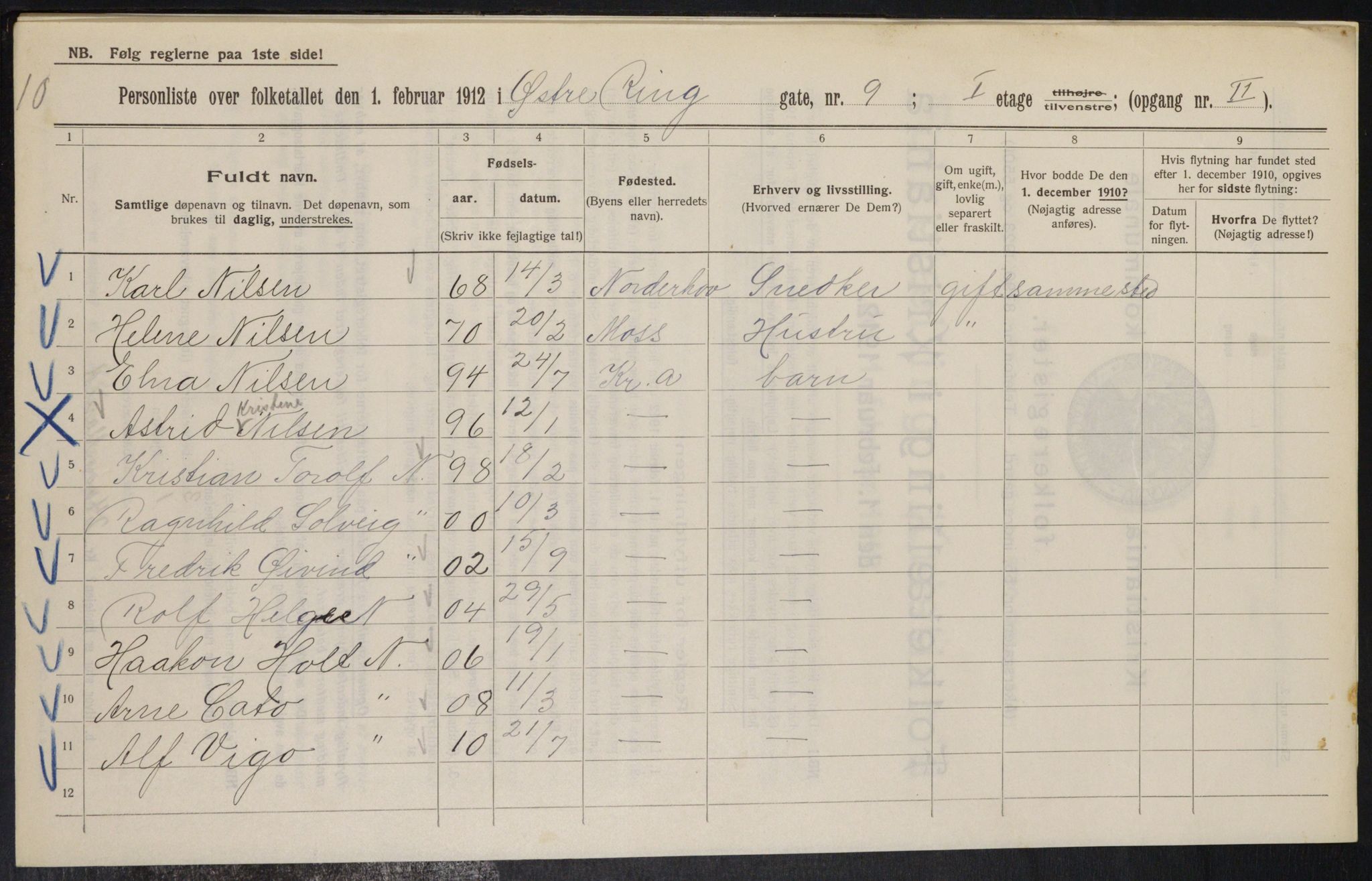 OBA, Kommunal folketelling 1.2.1912 for Kristiania, 1912, s. 129478