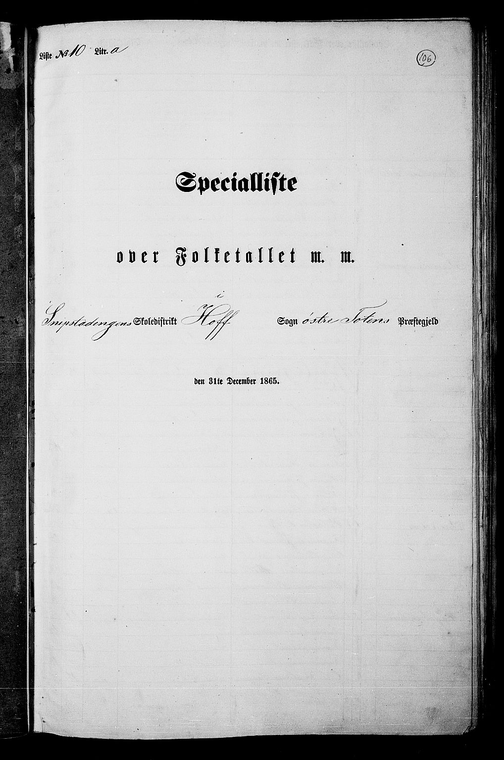 RA, Folketelling 1865 for 0528P Østre Toten prestegjeld, 1865, s. 225