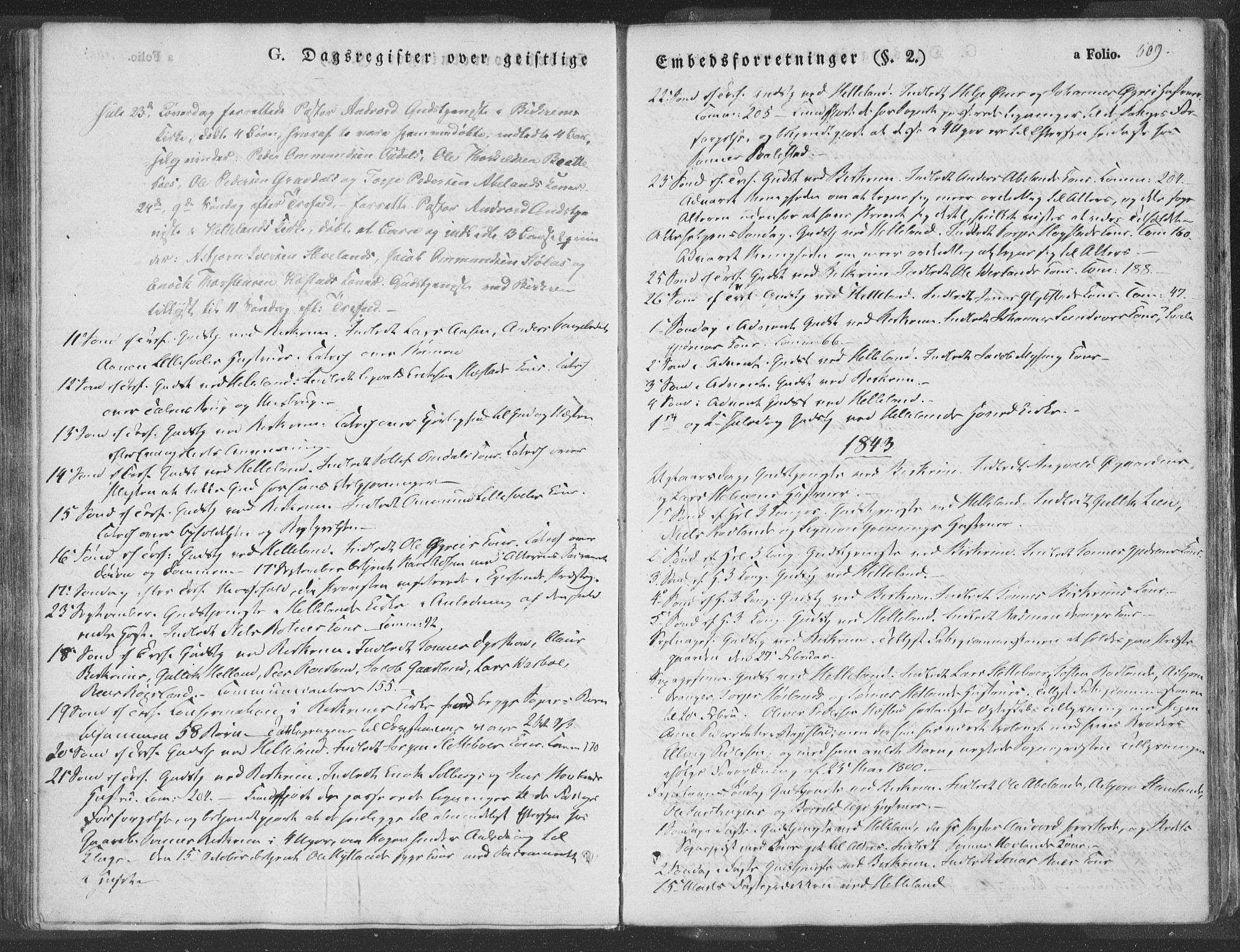 Helleland sokneprestkontor, SAST/A-101810: Ministerialbok nr. A 6.2, 1834-1863, s. 509