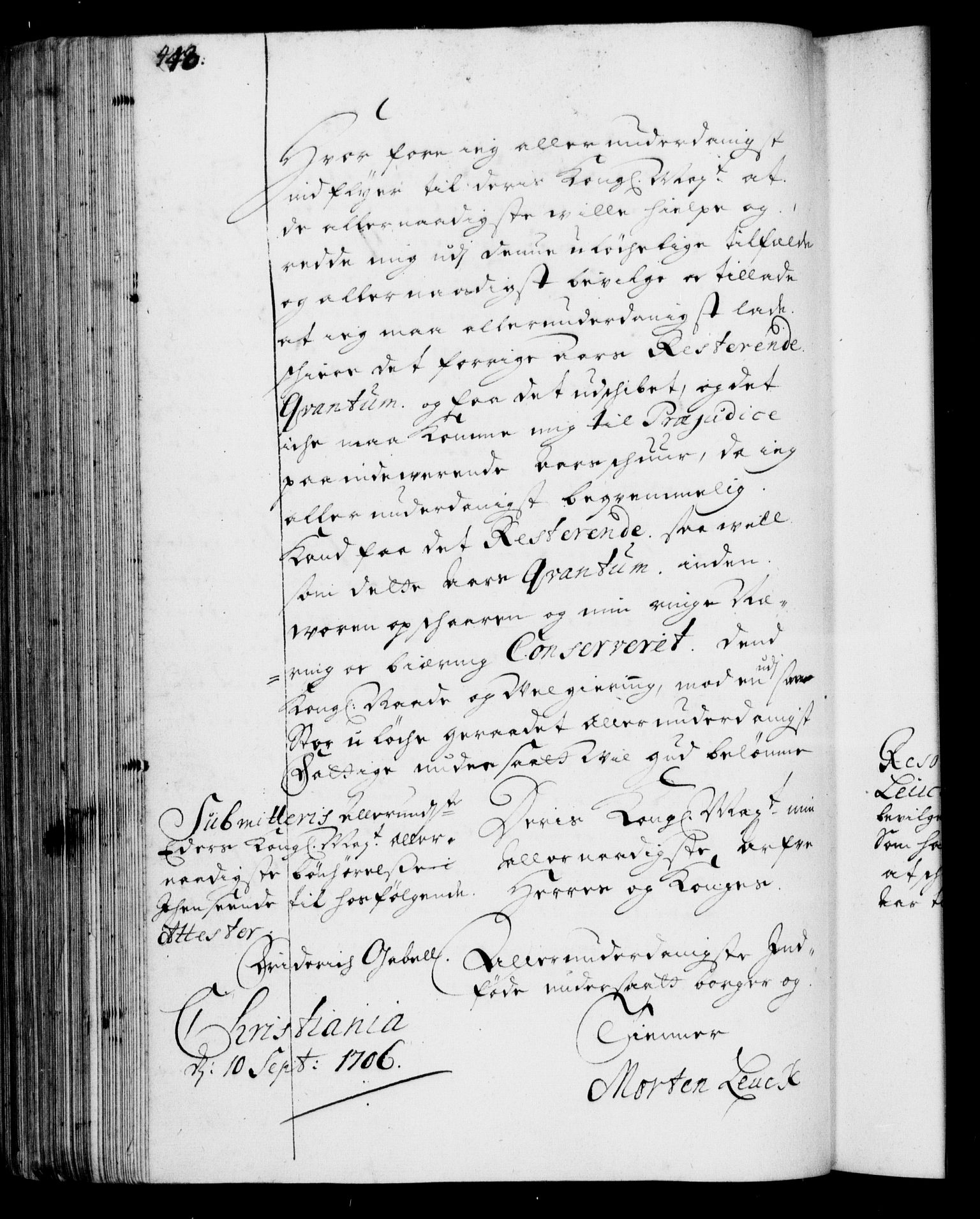 Rentekammeret, Kammerkanselliet, RA/EA-3111/G/Gf/Gfa/L0001: Resolusjonsprotokoll med register (merket RK 52.1), 1695-1706, s. 443