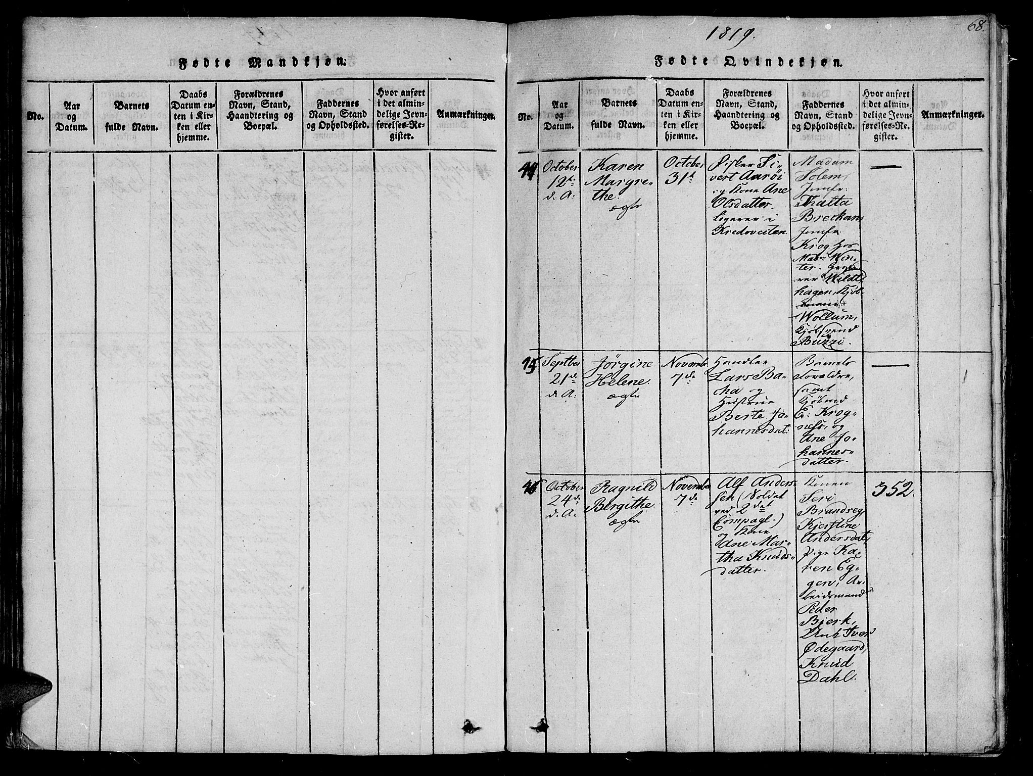 Ministerialprotokoller, klokkerbøker og fødselsregistre - Sør-Trøndelag, AV/SAT-A-1456/602/L0107: Ministerialbok nr. 602A05, 1815-1821, s. 68